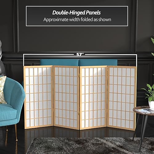 Miniatura 3 de Biombo portátil simple de 3 pies Biombo Shoji para dividir una cuarto, clásico diseño japonés, 4 tamaños y 6 colores, Madera, Natural