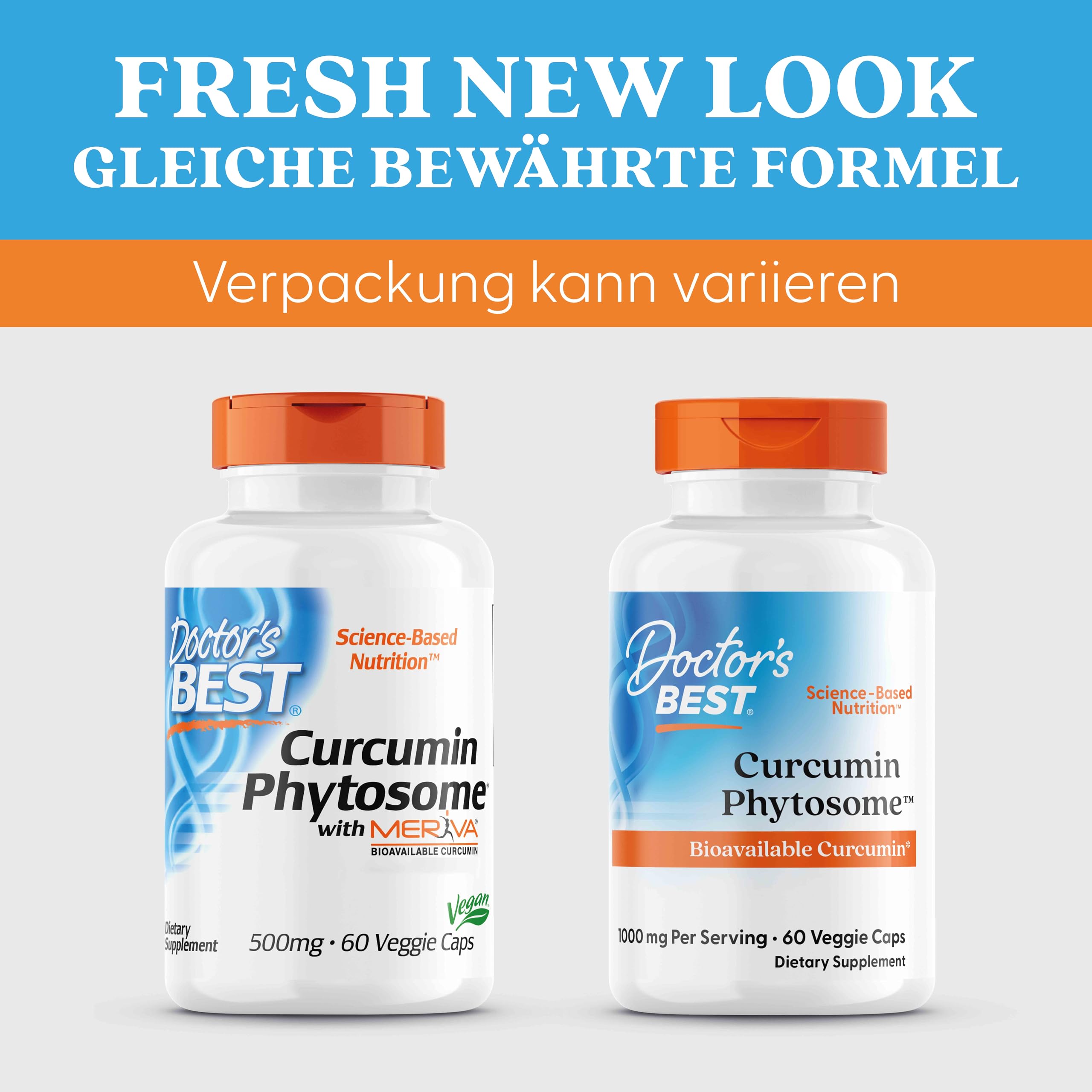 Doctor's Best, Curcumine Phytosome mit Meriva, 500mg, 60 vegane Kapseln, Laborgeprüft, Glutenfrei, Sojafrei, Vegetarisch