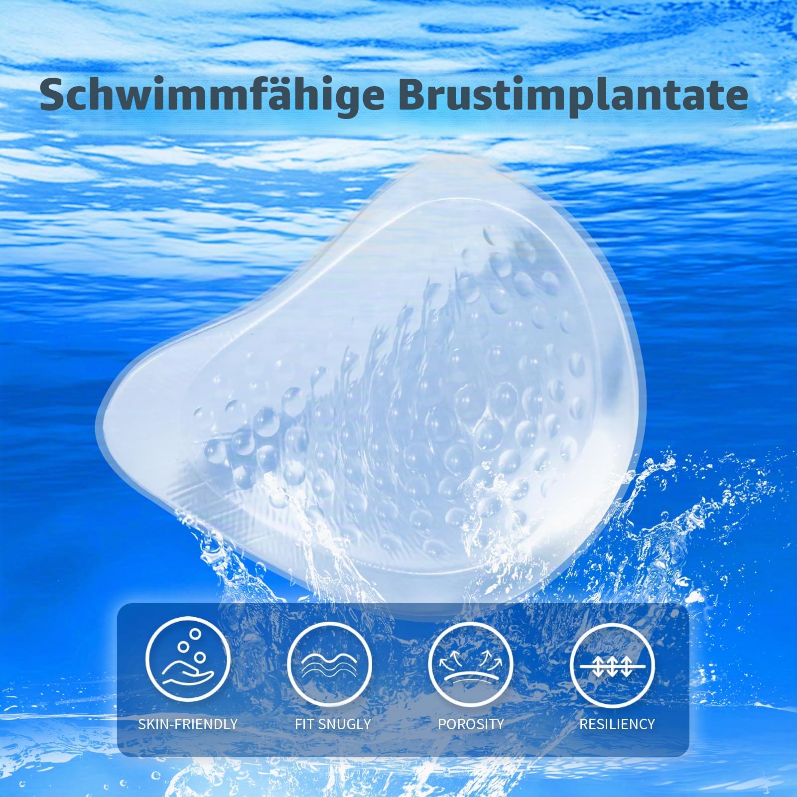 Symmetrisch Mastektomie Prothese,Schwimmen Brustprothesen Konkave Brustform Postoperativ Silikon Brüste BH Einlagen für Damen Bikini(1 Stück)