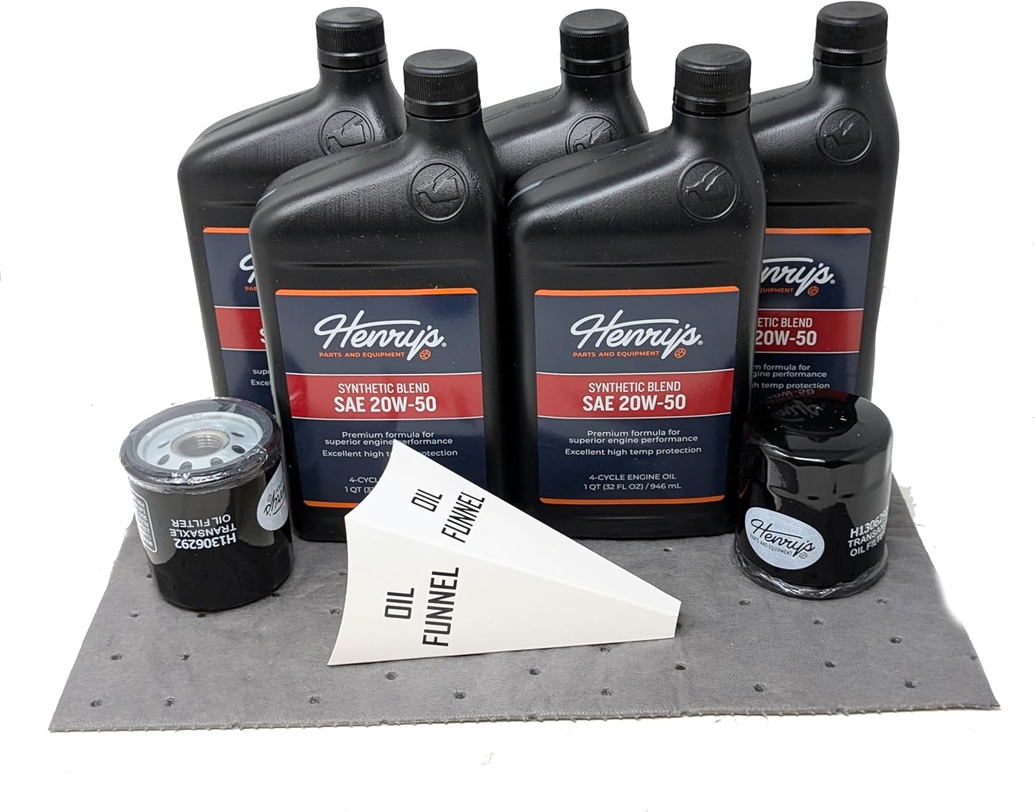 Henry's H1902258 20W-50 Synthetic Blend Transaxle 5-Quart Hydro Change Kit w/ 2-Filters Replaces Hydro-Gear 72750