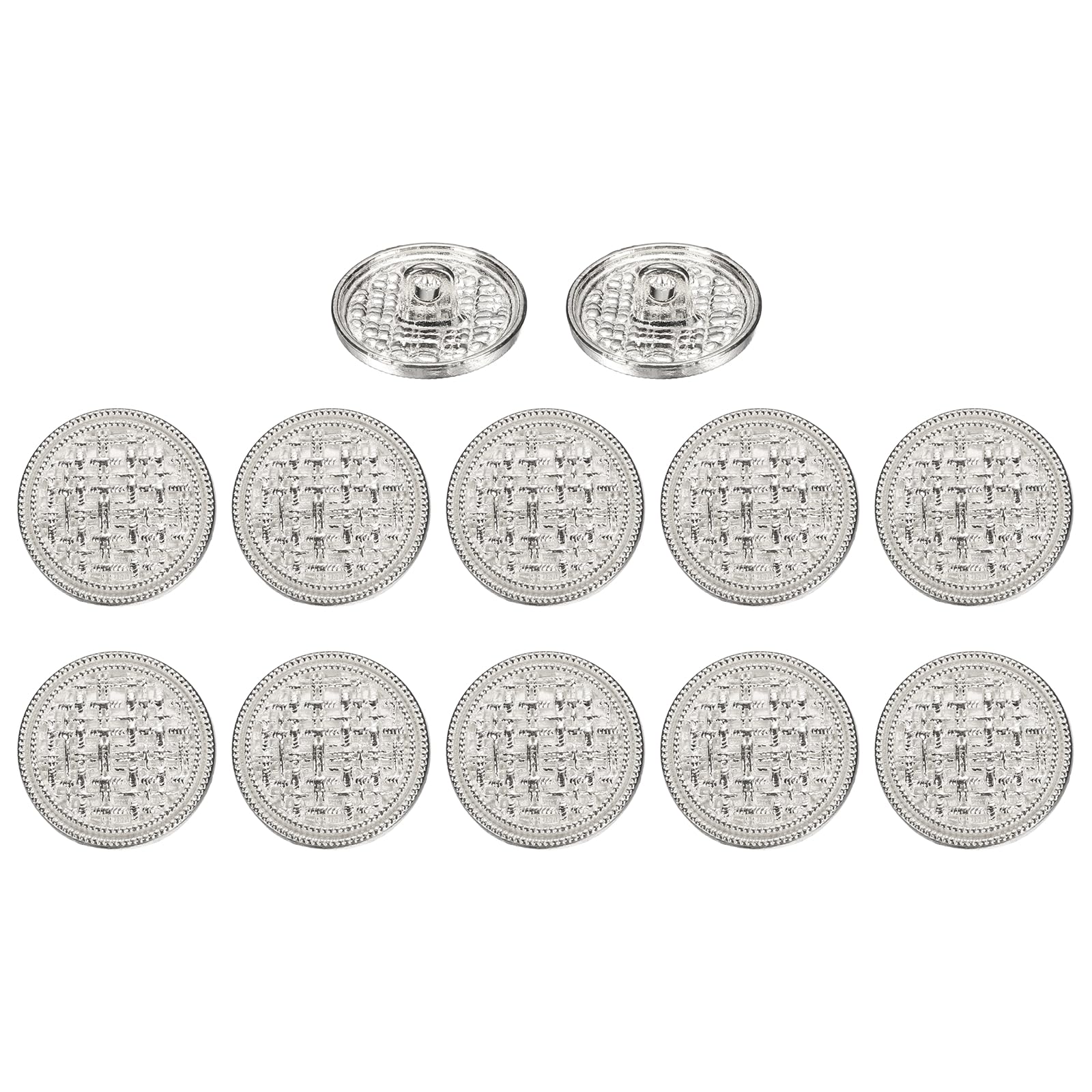 sourcing map 12Pcs Vintage Metal Buttons, 17mm / 0.67" Shank Round Weave Retro Buttons Sewing Accessories for Clothing Coat Uniform Cardigans Blazer Craft DIY, Silver