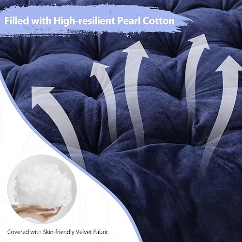 Miniatura 3 de RedSwing Protector de colchón XL para cuna, para campamento, 1.53.2 pulgadas de grosor, de algodón, suave y cómodo, azulgris