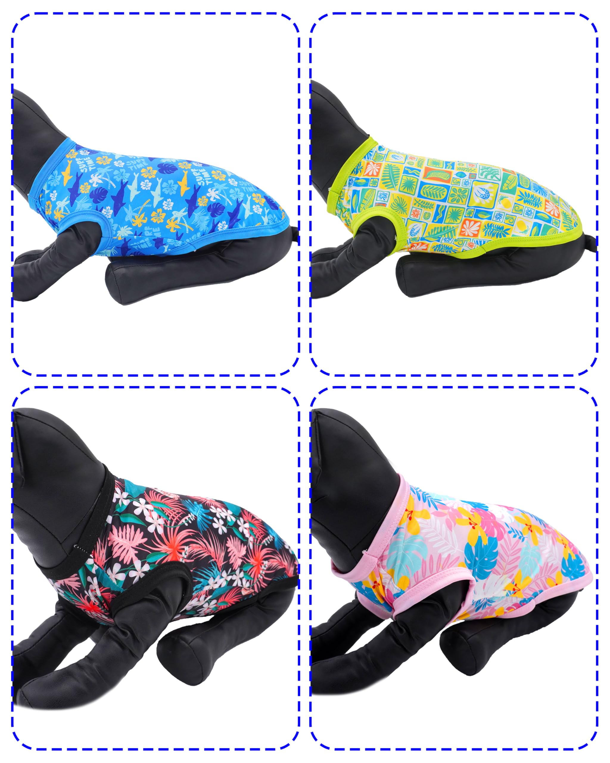 Pet Show Lot de 4 Chemises hawaïennes pour Chiens de Taille Moyenne et Grande – Protection UV UPF 50+ – Vêtements d'été Cool – T-Shirts à Motif Floral pour Animaux de Compagnie, fête pour Animaux de