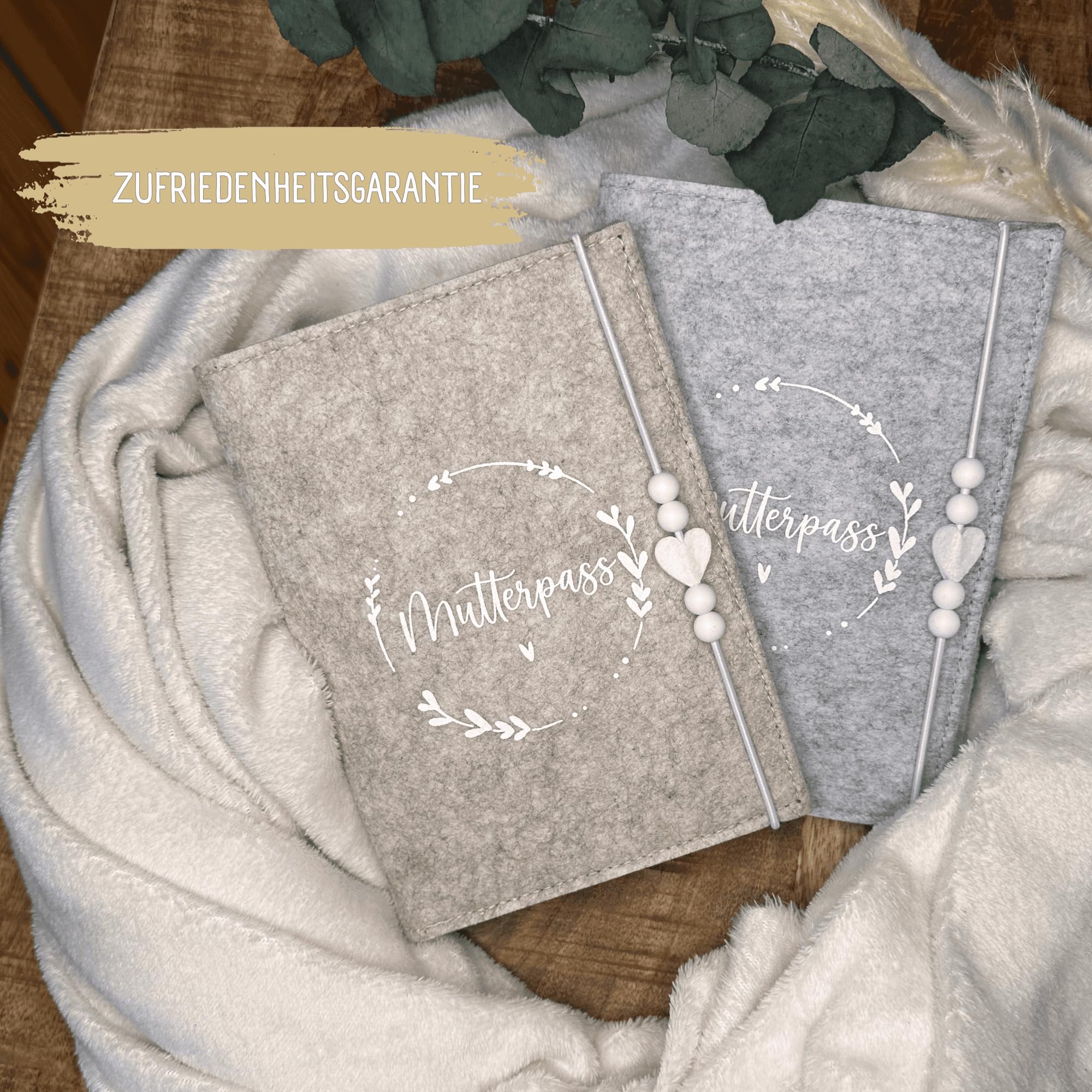 Premium Mutterpasshülle aus Filz für deutschen Mutterpass - mit Fächer für Ultraschallbild, Impfpass, Versichertenkarte - Handmade Mutterpass Schutzhülle