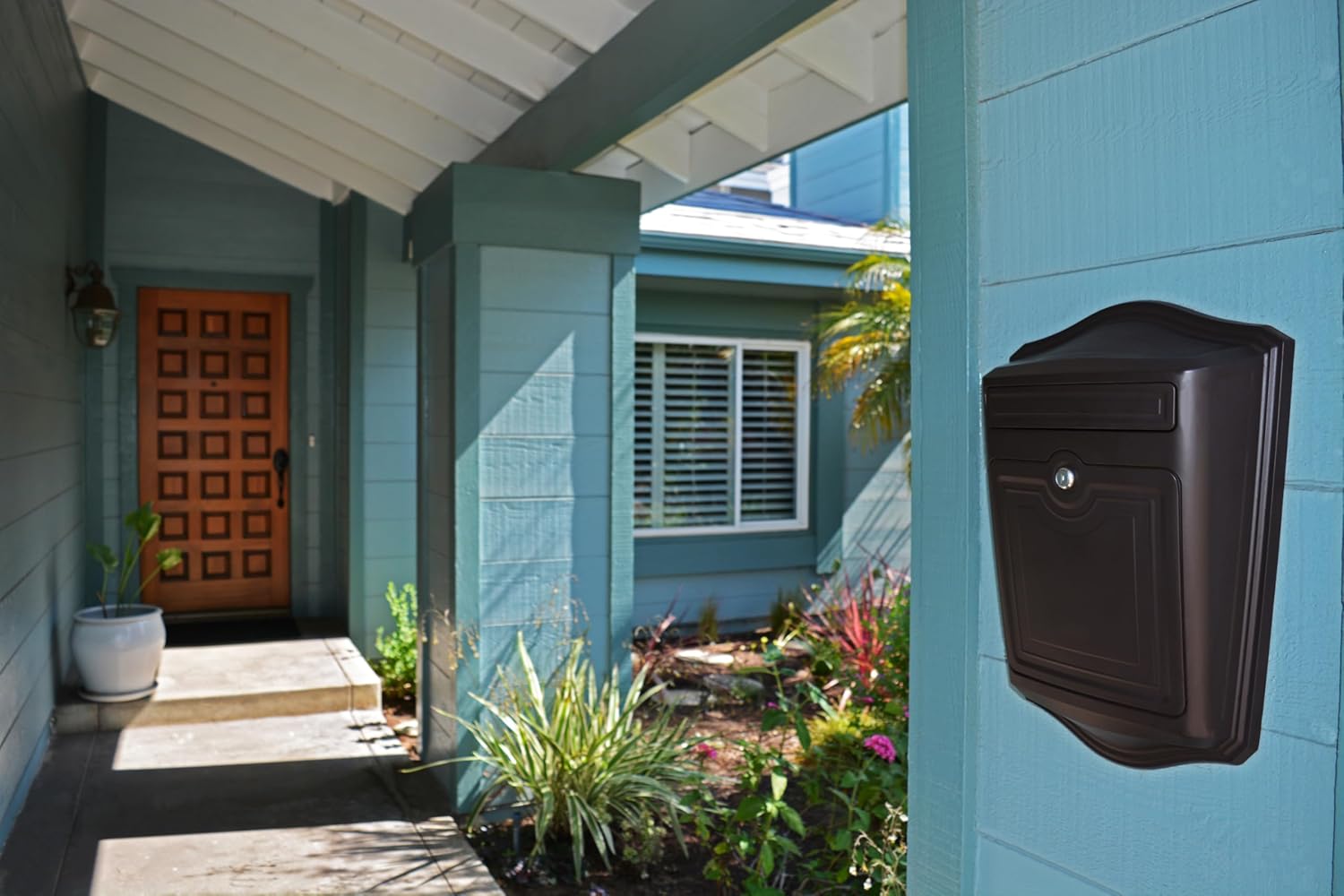 Architectural Mailboxes Maison™ Locking, Vertical Wall-Mounted Mailbox for Outside, Rust-Resistant Aluminum Metal Small Mail Box with Lock and Key Drop Box, Rubbed Bronze