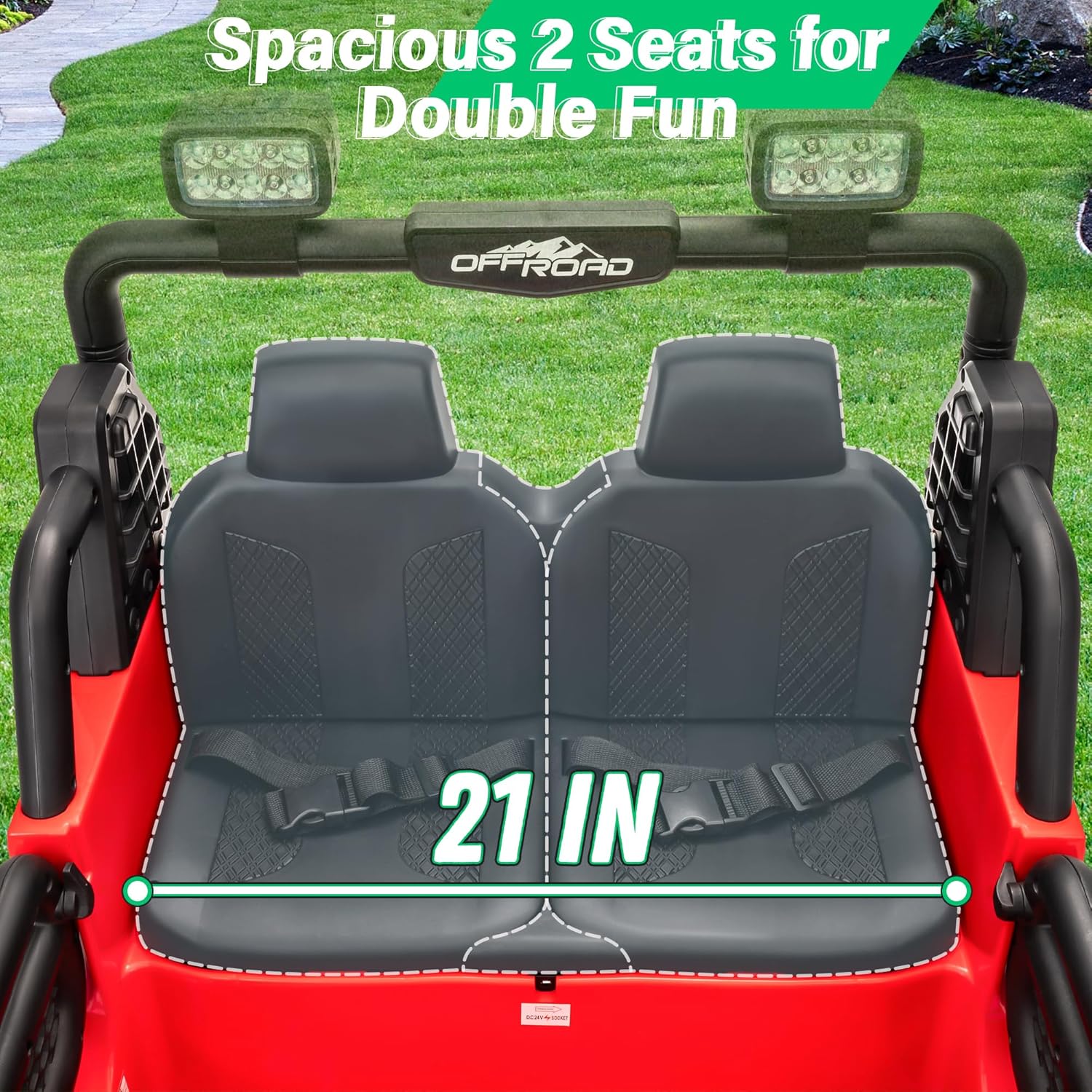24V Ride On Car 2 Seater 4x200W, Battery Powered Ride on Toy for Kids, 4WD, Rainbow LED, Remote Control, Shock Absorbers, Bluetooth, 24Volt Ride On for Big Kids Boys Girls