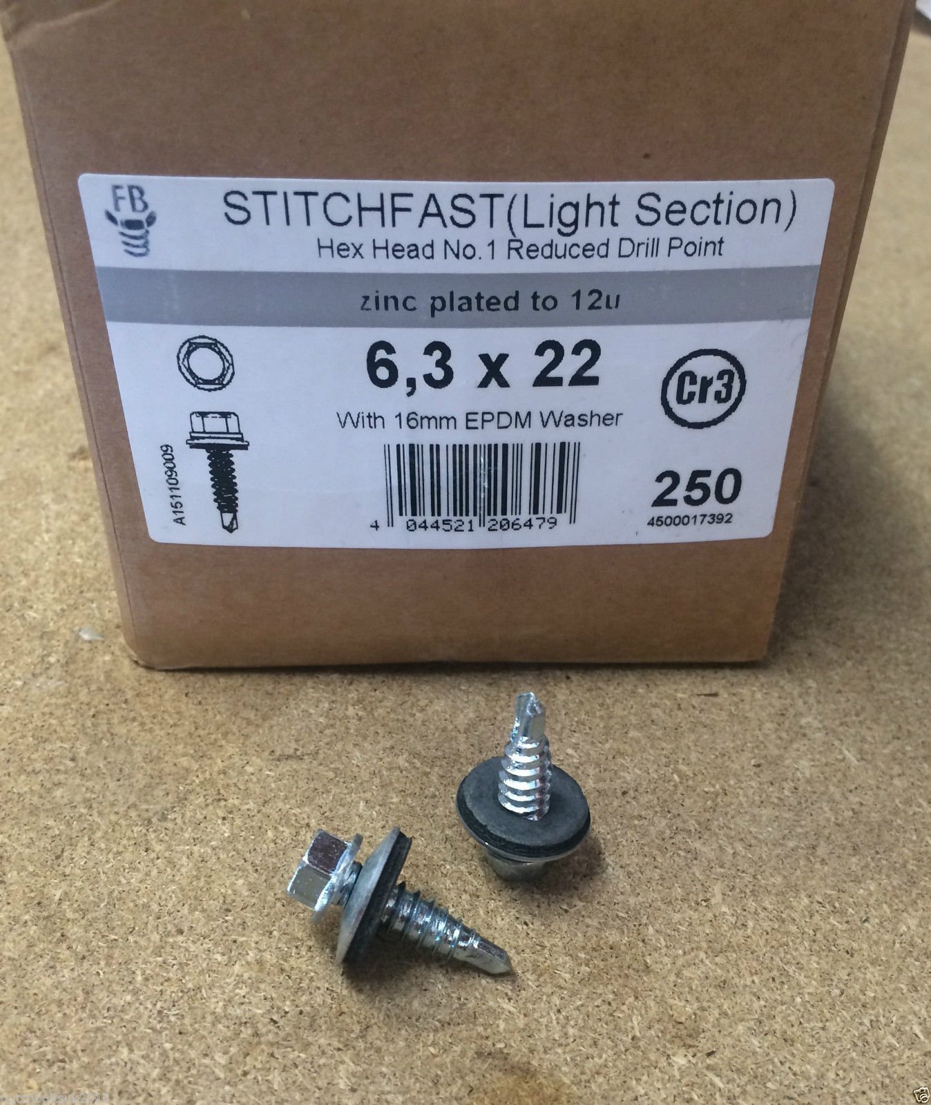 FB Stitchfast Hex Head Stitching Roofing TEK Screws for Light Section Steel Pack of 250