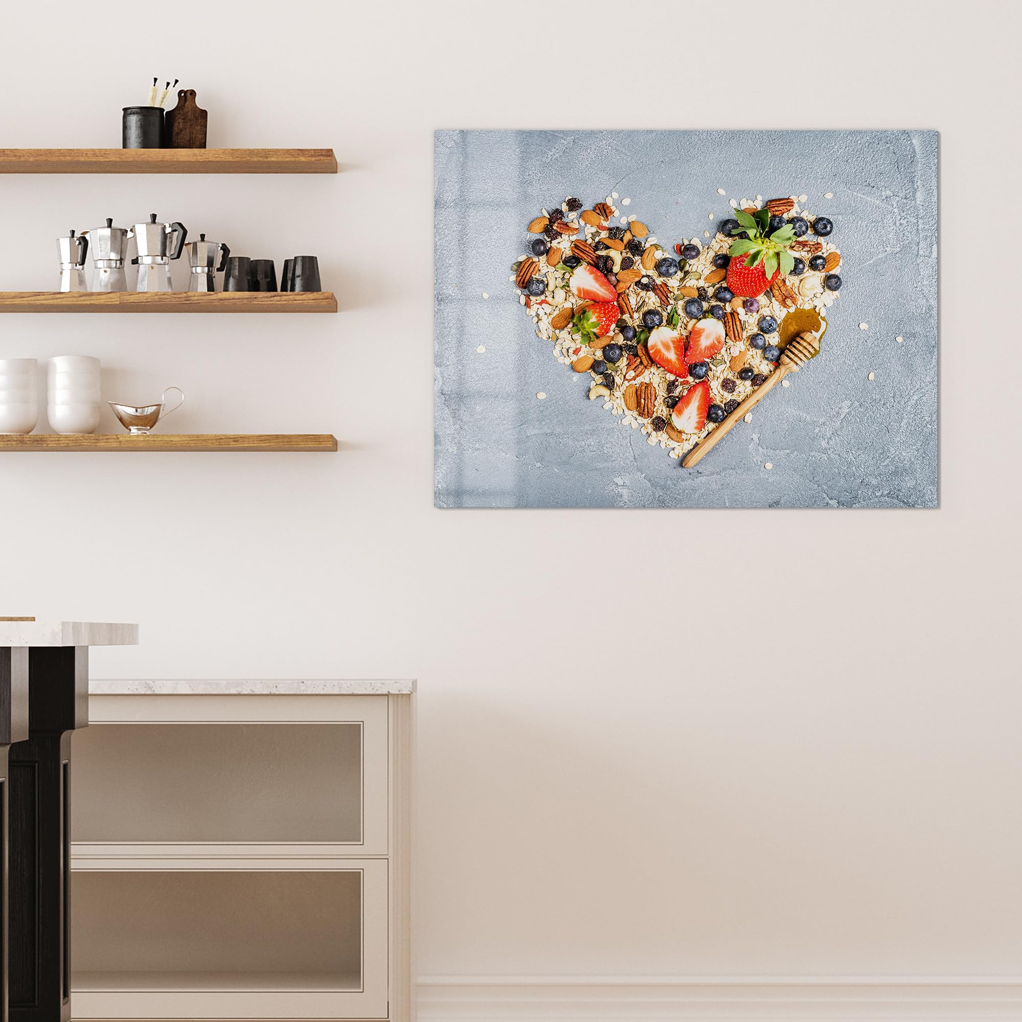 DEQORI Szklana tablica magnetyczna | wymiary 120 x 90 cm | motyw "Serce zdrowia" | tablica magnetyczna z magnesami, długopisem i chusteczką do kuchni i biura | tablica magnetyczna i do pisania
