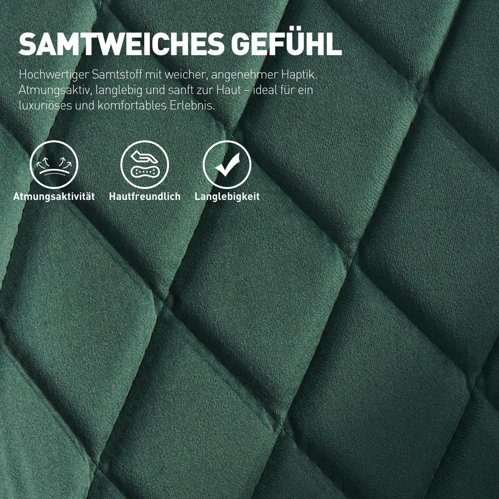 CLIPOP Esszimmerstühle Drehbar 2er Set mit Armlehne, Samt Polsterstuhl Gepolstert Sitz Küchenstuhl Drehstuhl Armlehnenstuhl für Esszimmer Wohnzimmer Büro (Samt Grün, 2er Set)