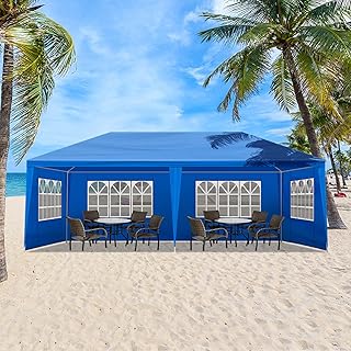 10'x20' Party Tent Outdoor Event Tents with 6 Removable Sidewalls, Heavy Duty Gazebo, Large Event Tent Canopy Waterproof for Parties Patio Birthday All Season Blue