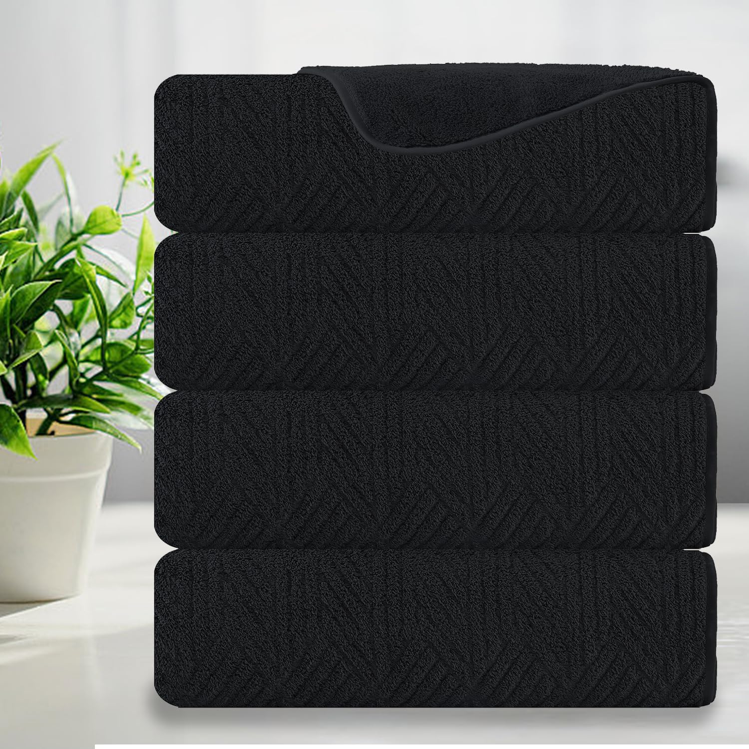 Tigona Lot De 4 Grandes Serviettes De Bain Surdimensionnées En Microfibre Douce à Séchage Rapide Pour Salle De Bain, Cuisine, Spa, Hôtel, Salle De Sport, Animaux Domestiques (89,9 X 178,8 Cm, Violet