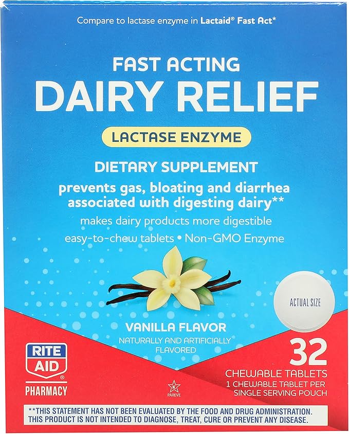 Amazon.com: Rite Aid Fast Acting Dairy Relief Chewable Tablets, Vanilla ...