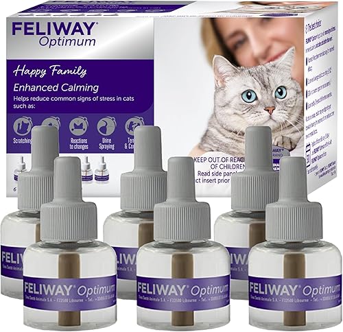 Vista 12 de FELIWAY Optimum - Recambios calmantes para gatos de 30 días para difusor de feromonas, paquete económico de 3 x 1.6 fl oz, ayuda a reducir