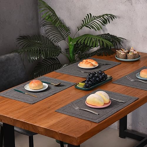 Miniatura 2 de Tosewever Juego de 4 manteles individuales decorativos de lino de 12 x 18 pulgadas, manteles de estilo rústico para decoración del hogar y comedor,