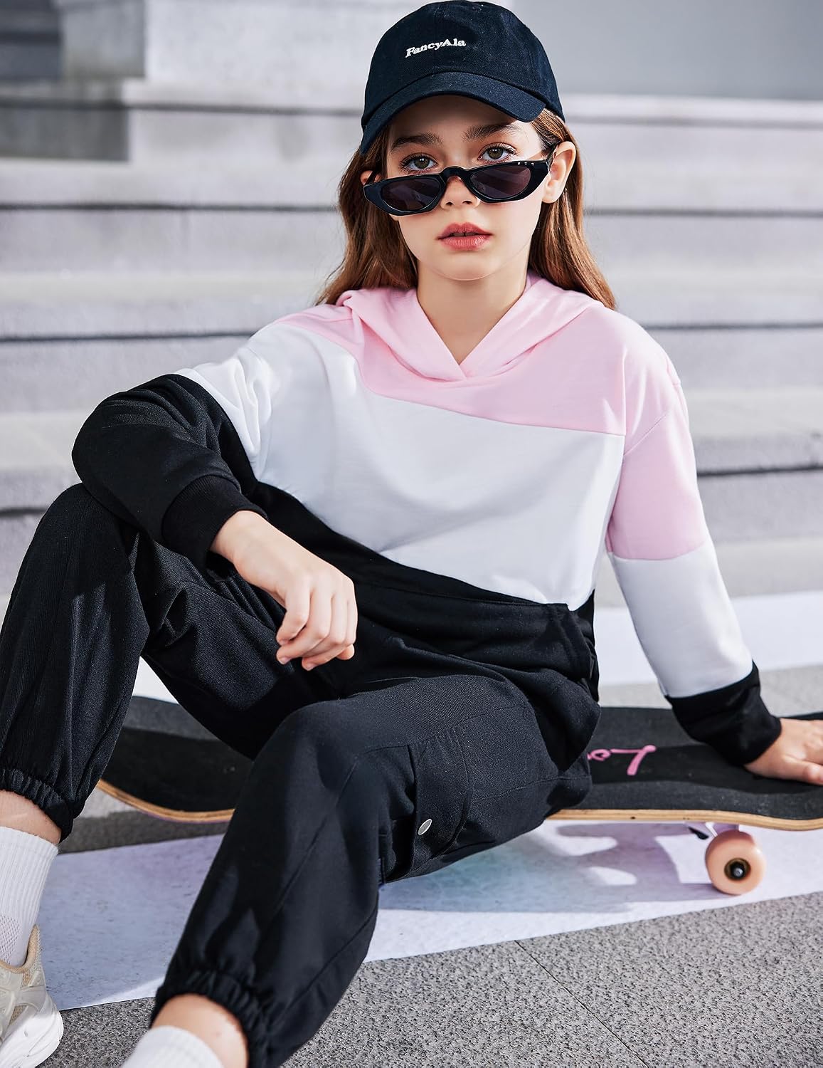 Arshiner Girls Color Block Hoodies Colorblock Sweatshirt Fall Hooded Sweatshirts Hoodies for Teen Girls with Pockets