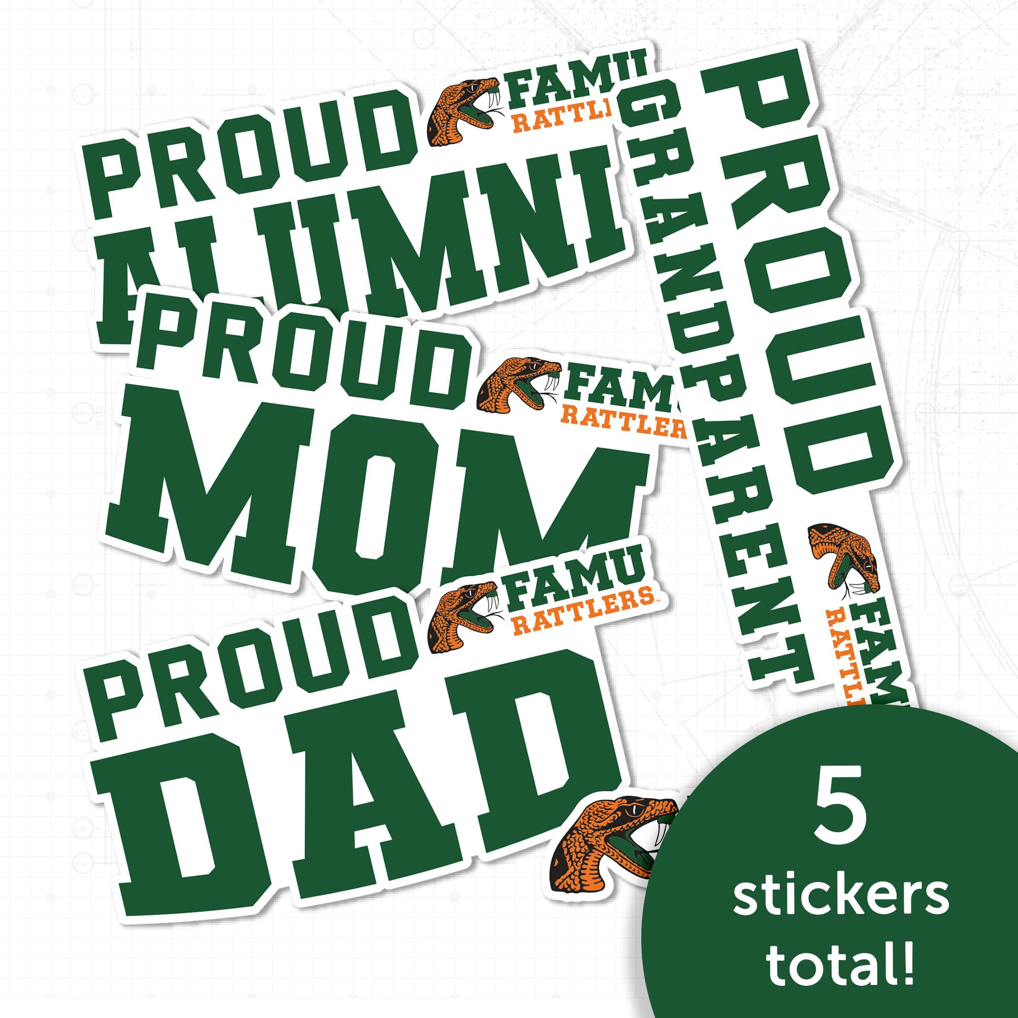 Florida A&M University Sticker Decal Sheet - Officially Licensed Vinyl For Laptop, Water Bottle, Car