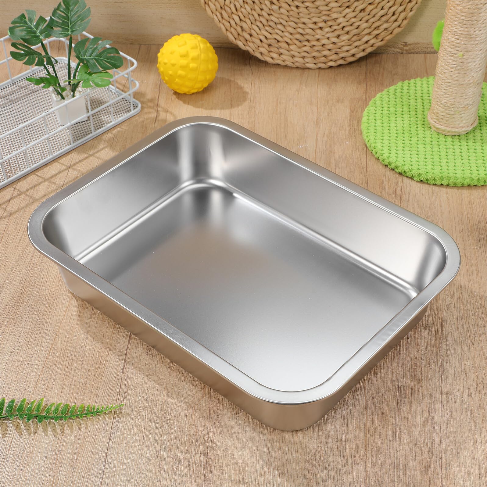 Edelstahl Katzentoilette Offen 36x27x7cm für Kätzchen Robuster Katzenstreubehälter ohne Löcher Bpa Frei Leicht zu Reinigen