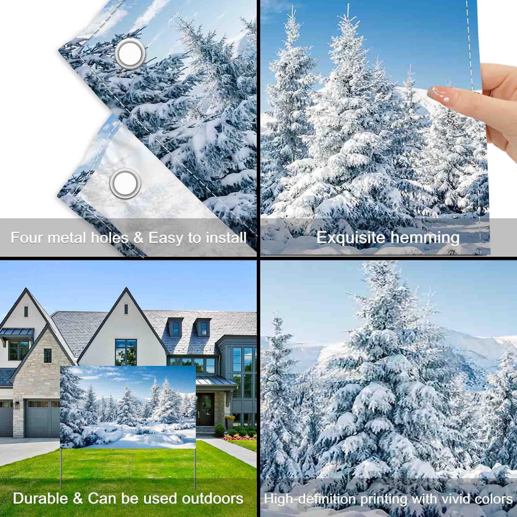 Amazon | YCUCUEI 7x5フィート 冬 雪 森 背景 クリスマス 雪景色 木 