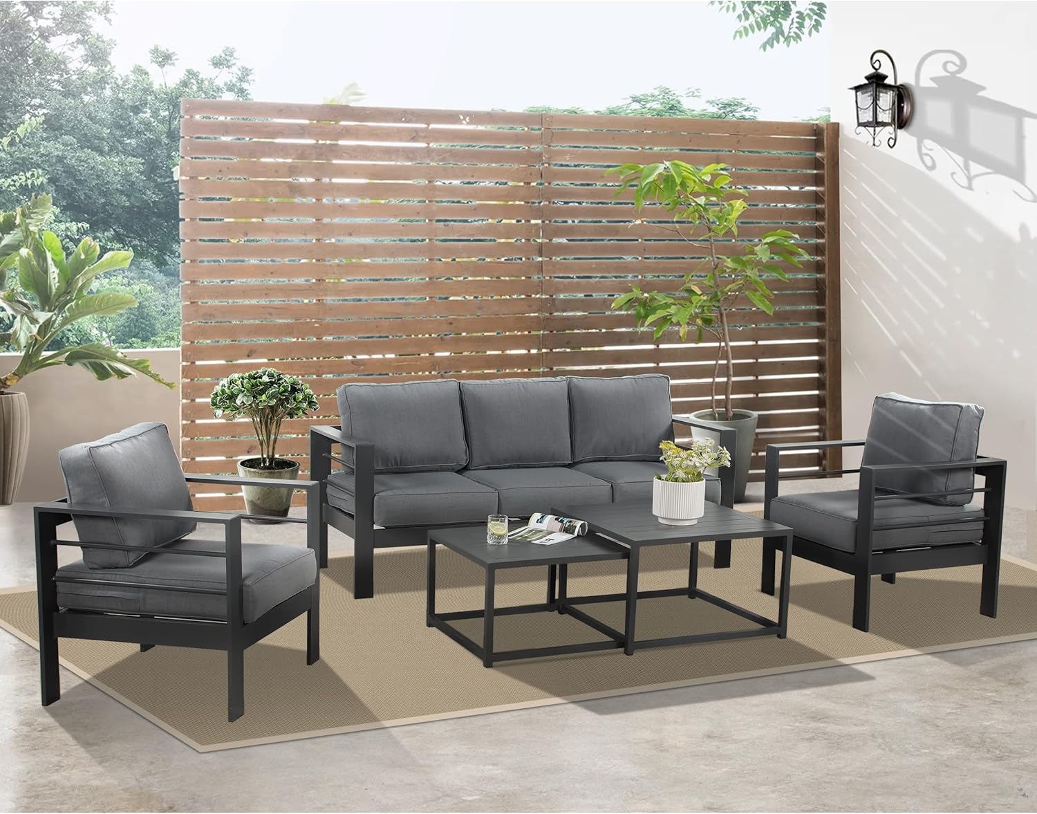Wisteria Lane Aluminum Outdoor Patio Furniture Set, 4 Pcs