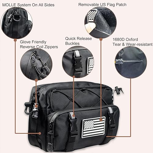 Miniatura 3 de Bolsa universal para motocicleta, bolsa negra para manubrio de motocicleta, bolsa de herramientas resistente al agua 1680D, bolsa de tenedor, bolsa