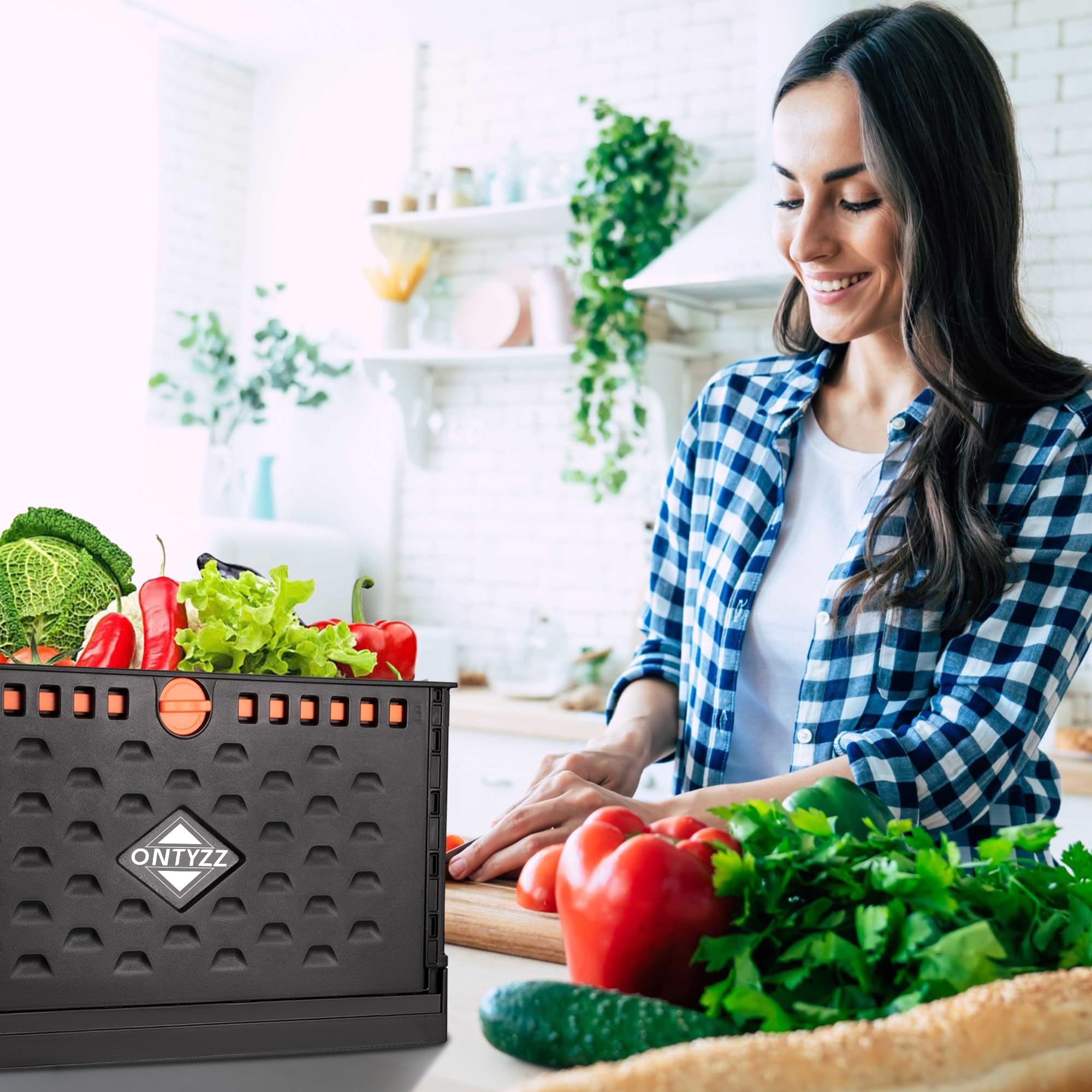 Pieghevole Cassa In Plastica Scatola di Immagazzinaggio Cestino Grande Cestini di Stoccaggio 34*36*56CM Impilabile Scatola Pieghevole 60L Cestino Contenitore per Casa Ufficio All'aperto Campeggio