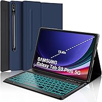 Vista 13 de Funda de teclado para Samsung Galaxy Tab A9+ Tablet de 11 pulgadas, teclado Bluetooth desmontable, funda inteligente Galaxy A9 Plus con teclado