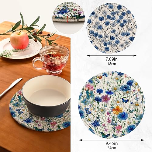 Miniatura 308 de Trivets for Hot Dishes Pots and Pans 2 PC Pot Holders Heat Resistant Cotton Round Potholders for Kitchen Countertop Decorative Autumn Maple Leaves