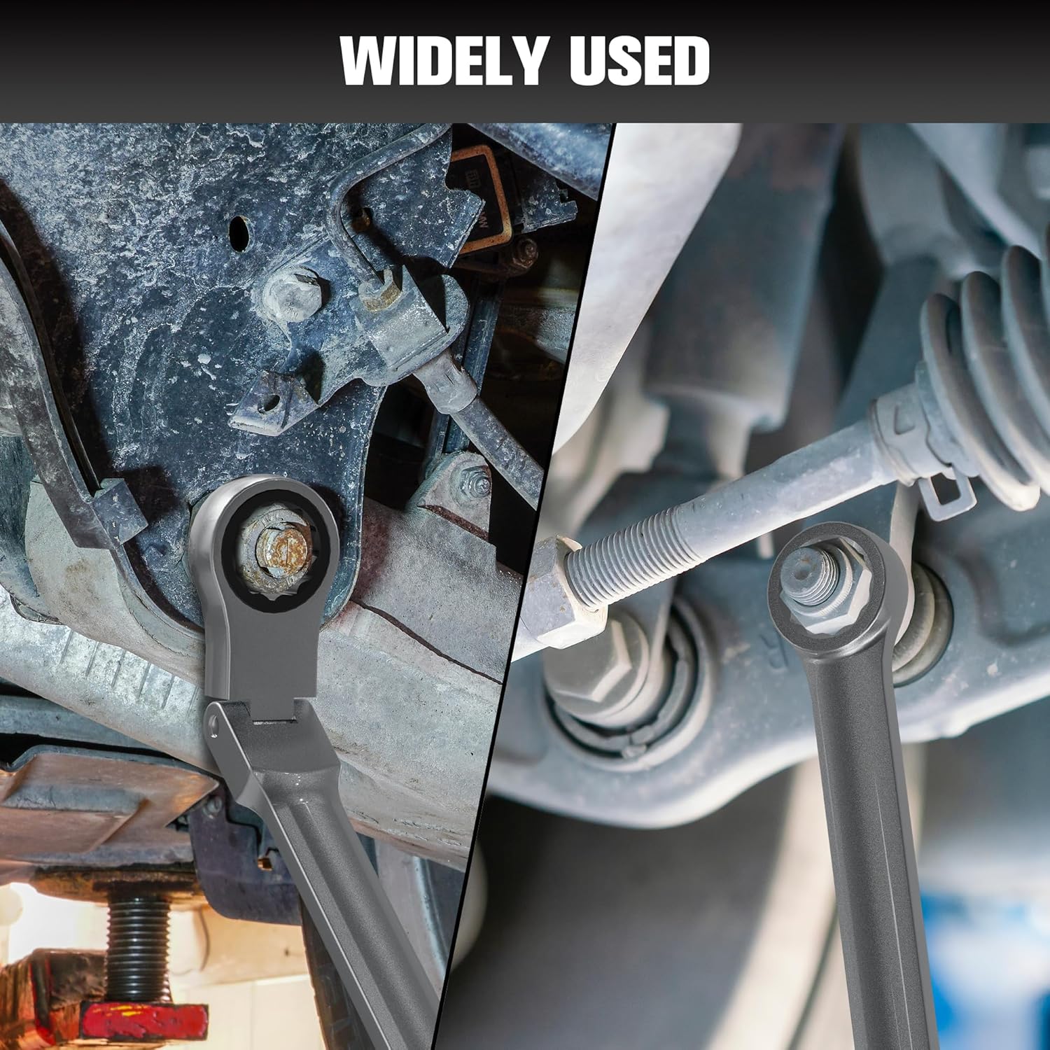 17-Piece Pass Through Socket Set Wrench Set, 10-24mm Double Box End Ratchet, 3/8" & 1/2" Drive Adapters, 72-Tooth, CR-V Steel