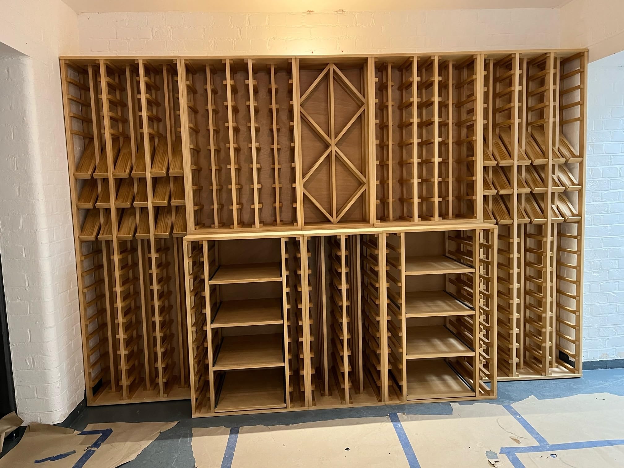 Botellero Vino Madera Pino Macizo 34 Botellas Ya Montado - Blanco | Mueble Botellero de Pino Tipo Wine Rack, Estantería Vino Garrafeira Listo Para Usar