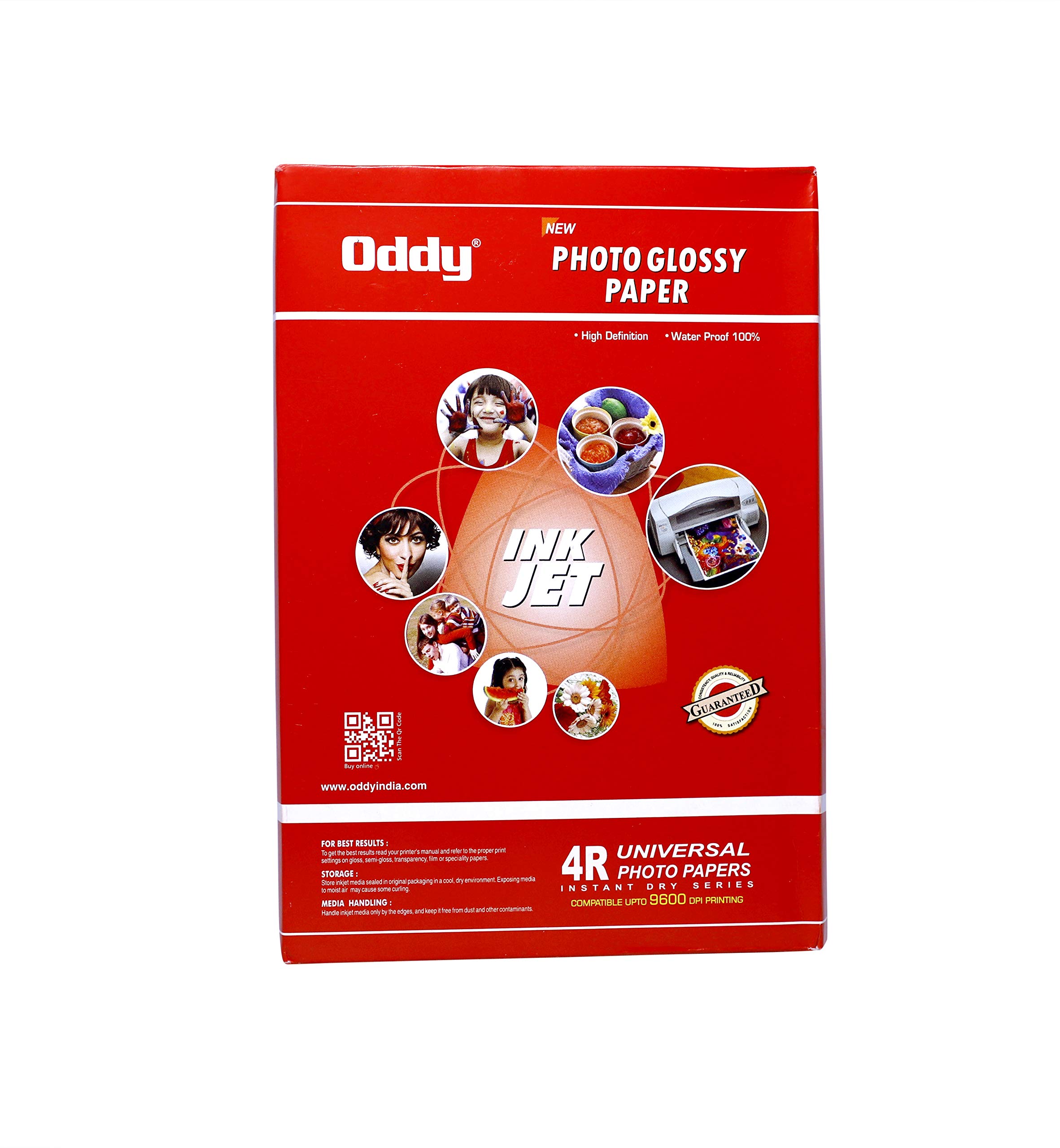 Oddy 180 GSM 4R Size (6 X 9 inches) Glossy Photo Paper – Waterproof, print quality images upto 9600 dpi with Inkjet printers