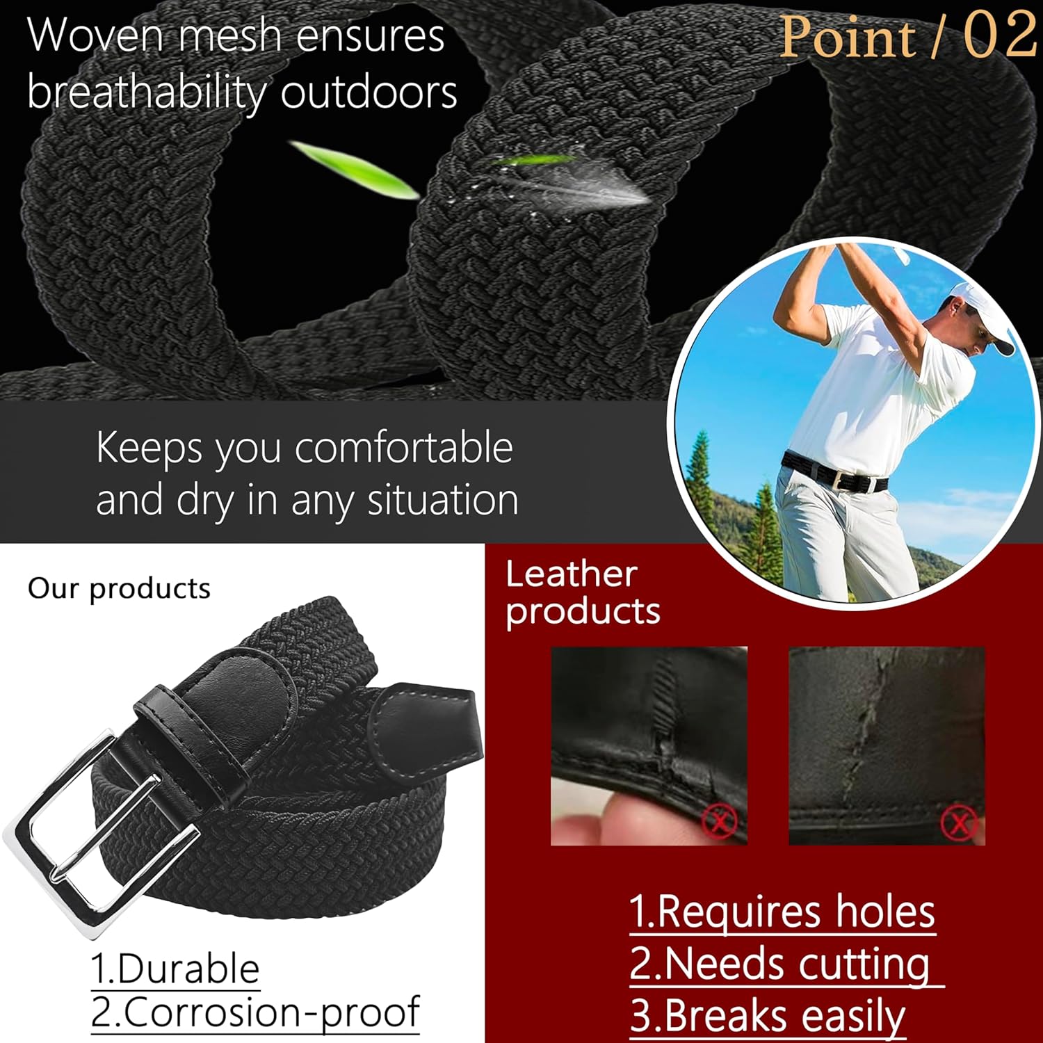 JIFANPAUL Elastic Braided Belt for Men and Women,Stretchable Adjustable Web Woven Belt for Work,Casual Wear, and Golf - Image 5