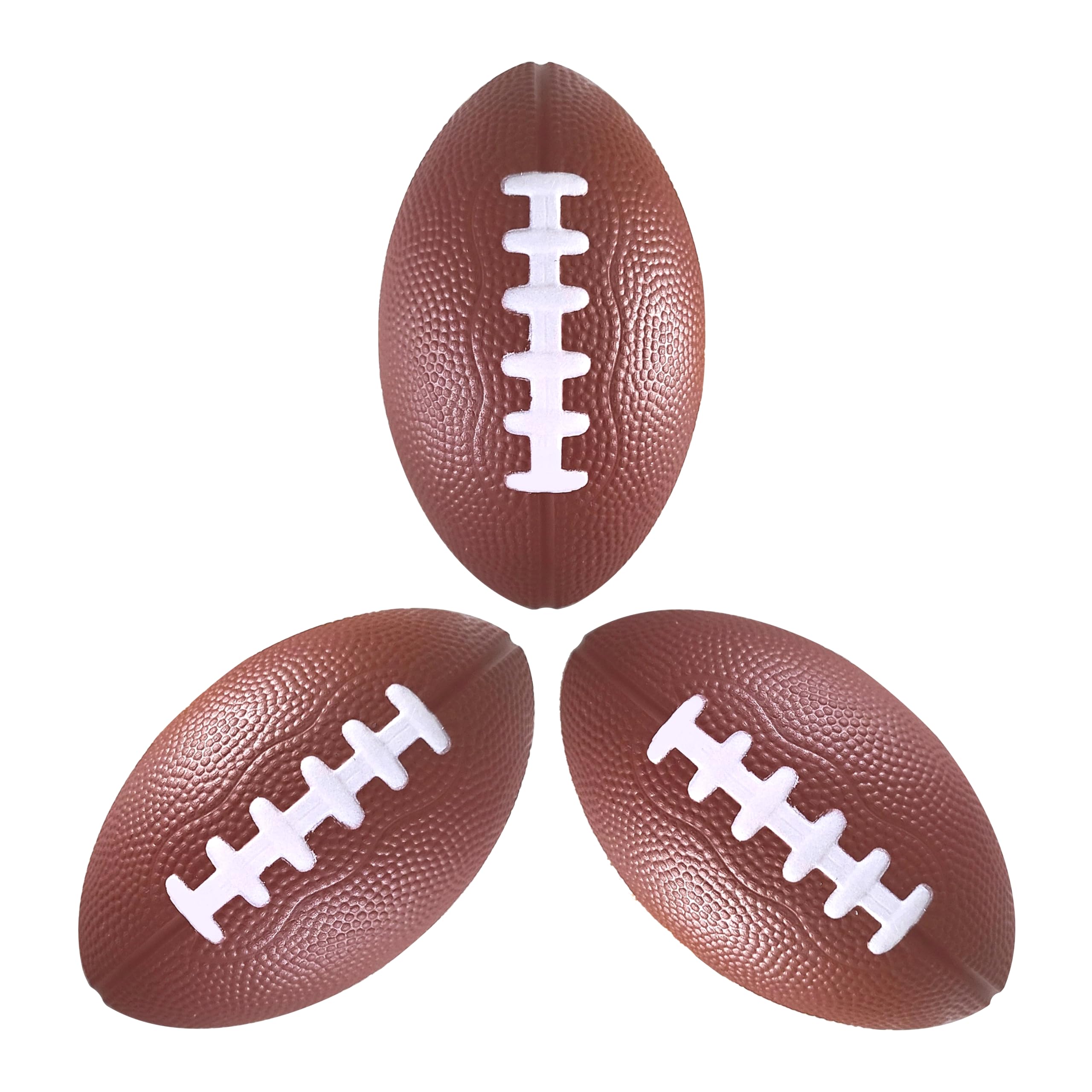 LMC Products 3 Pack of Mini Foam Footballs for Kids - Small, Tiny Football 4.75" in Length - Little Toy Football