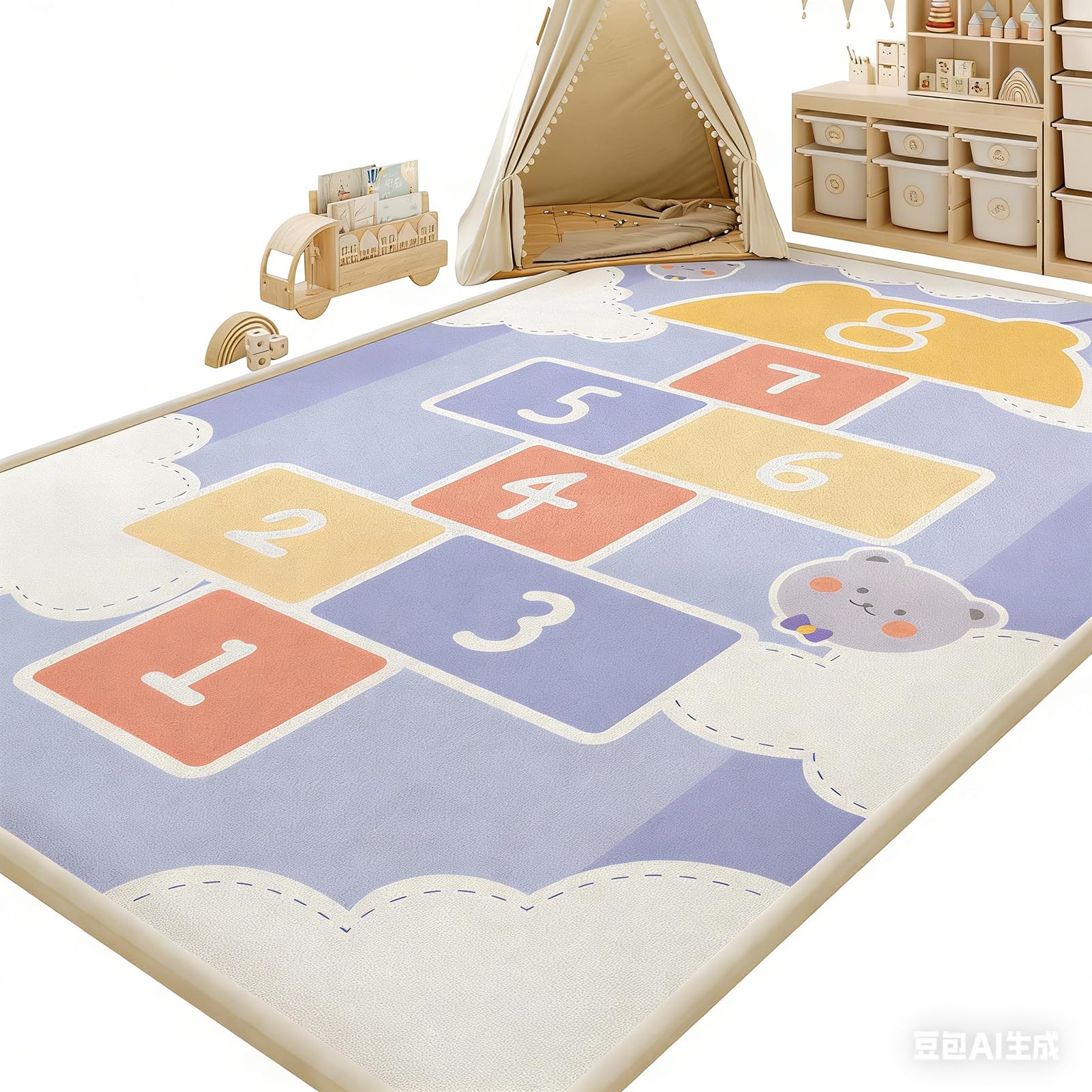 Atemrdsye Memory Foam Mat, Extra Thick Area Rug 2cm for Kids Living Room Baby Playroom Crawling Carpet with Non Slip Play Mat Floor Toddler Nursery Carpet 120 x 220 cm