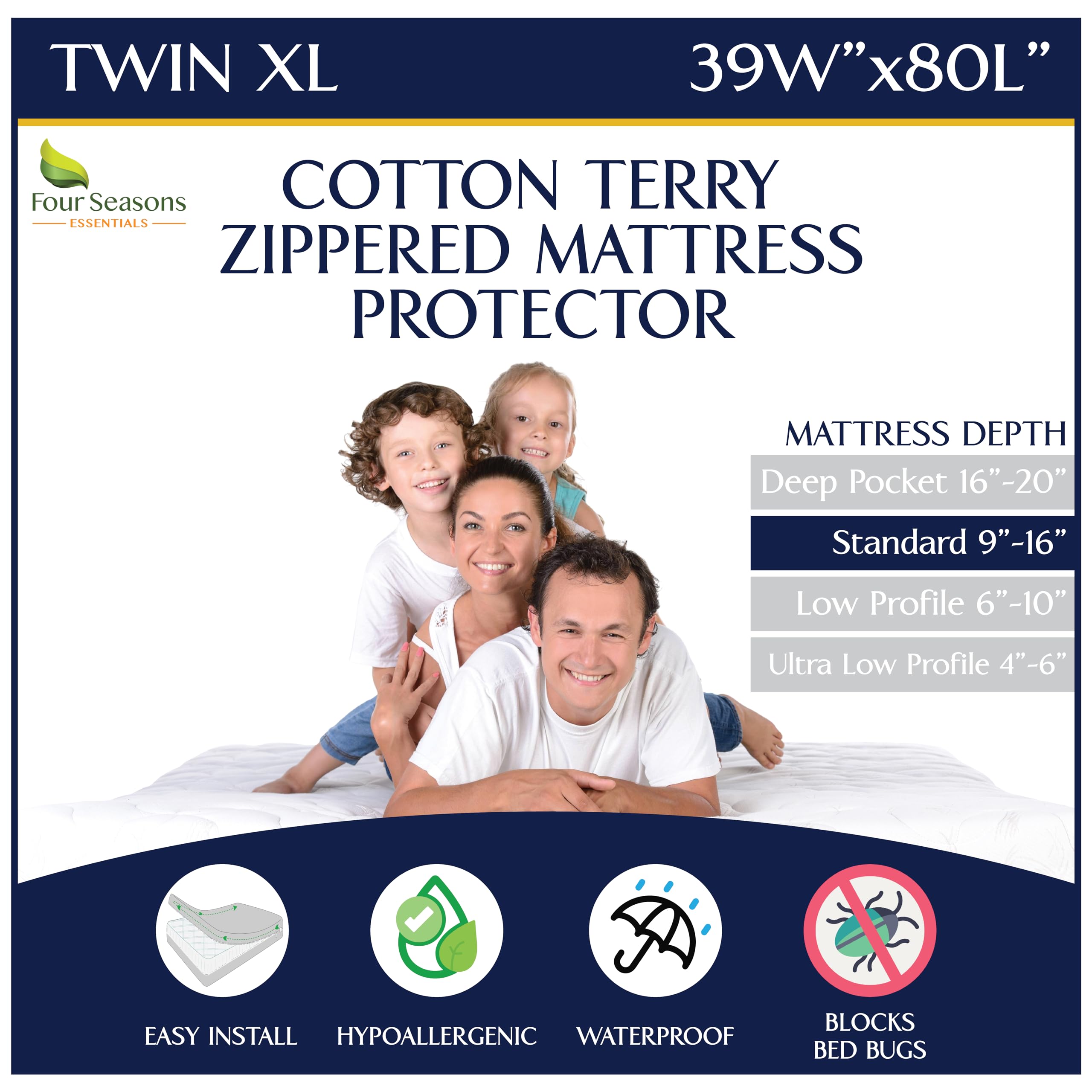 Four Seasons Essentials Twin XL Mattress Protector