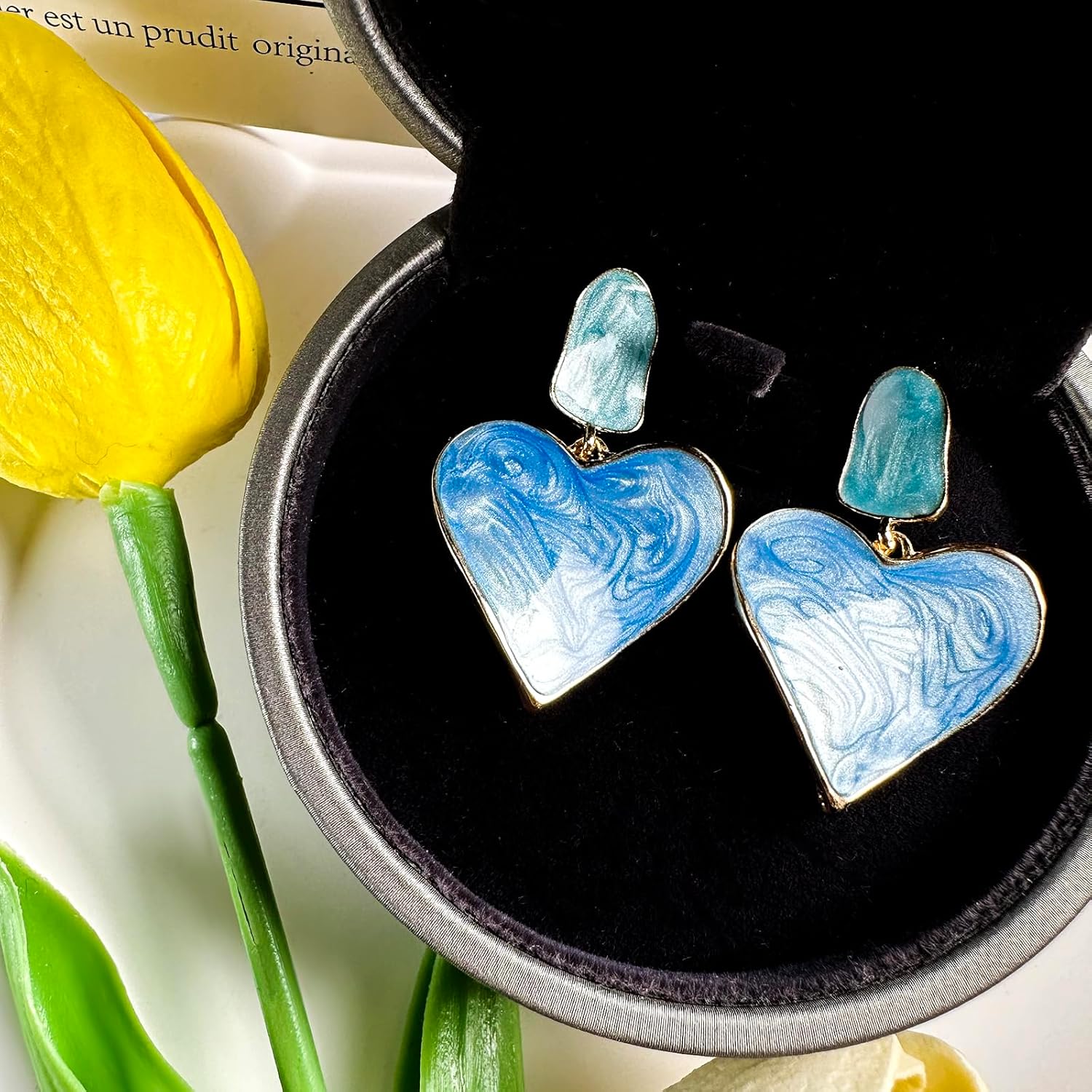 Handmade Heart Dangle Drop Earrings for Women Girls Colorful S925 Sterling Silver Post Love Geometric Aesthetic Statement Earrings for Women Gift for Her - Image 4