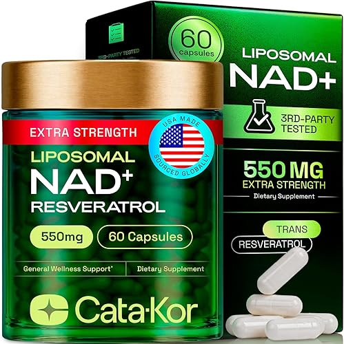 Suplemento liposomal NAD+ con resveratrol - Alternativa al suplemento NMN - Probado por terceros - Resveratrol NAD avanzado - 60 cápsulas -