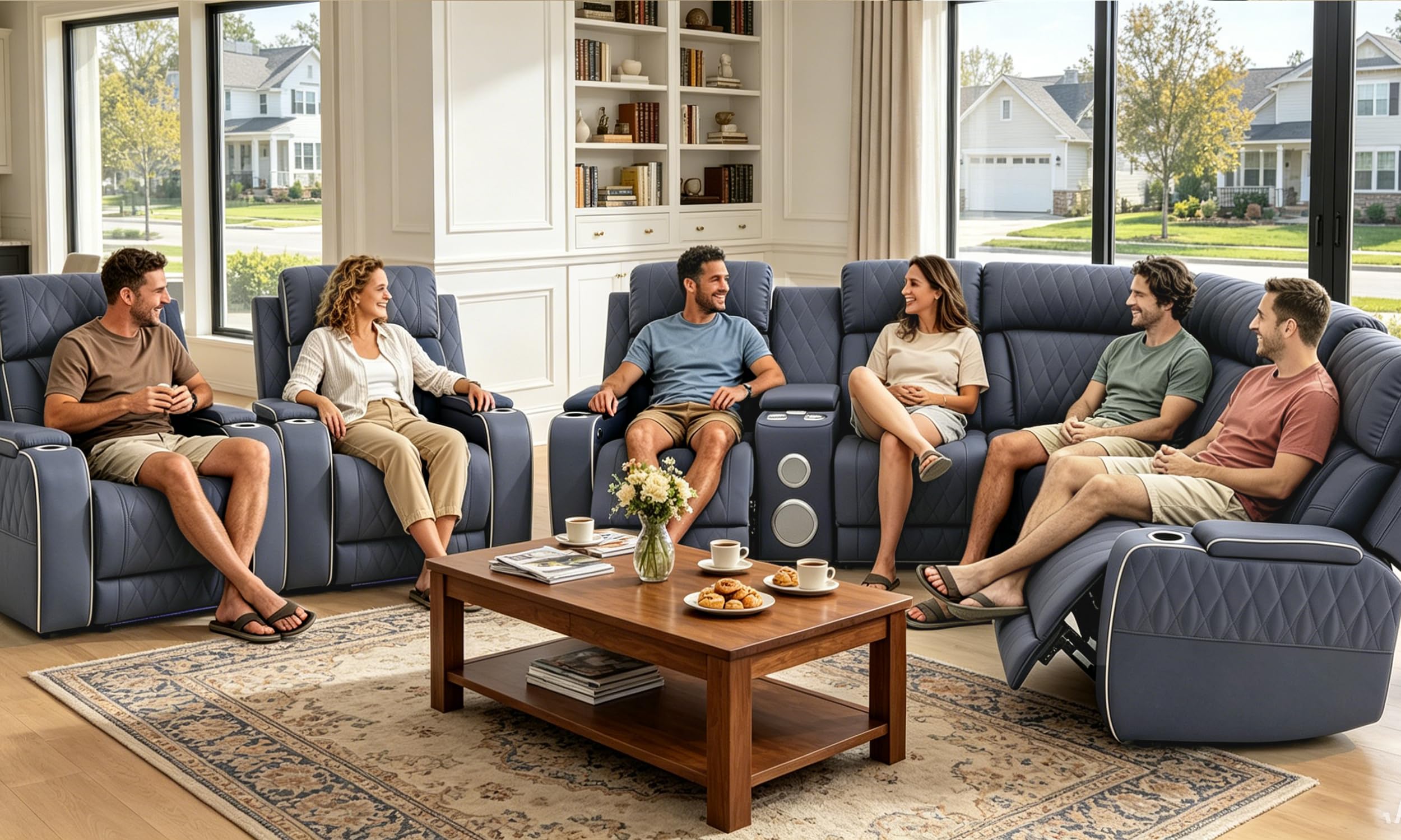 Power Reclining Sectional Sofa Set with Speakers, L-Shaped Sectional Couch view 9