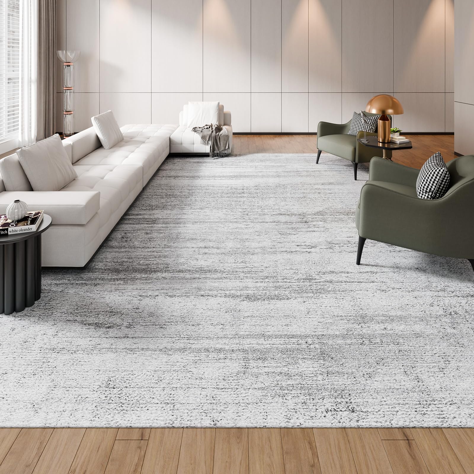 VEVOR Tappeto Grande per Salotto 3048 x 4267 mm Lavabile, Tappeto da Interno per Soggiorno, Antiscivolo e Antistrappo, per Animali Domestici e Bambini, per Camera da Letto, Cameretta, Ufficio, Grigio