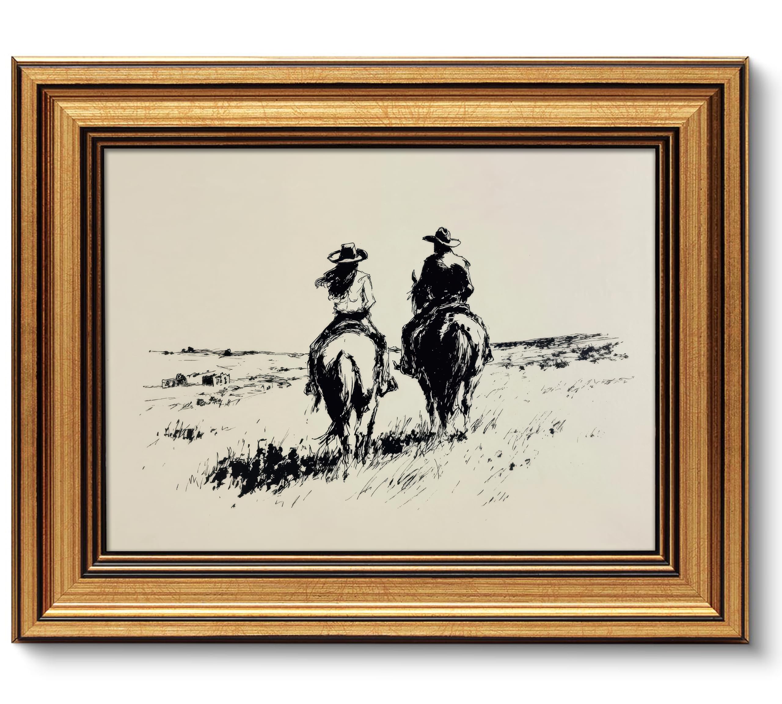 NALEPS Vintage Western Cowboy Framed Wall Art, Cowgirl Wall Decor, 9x11 In