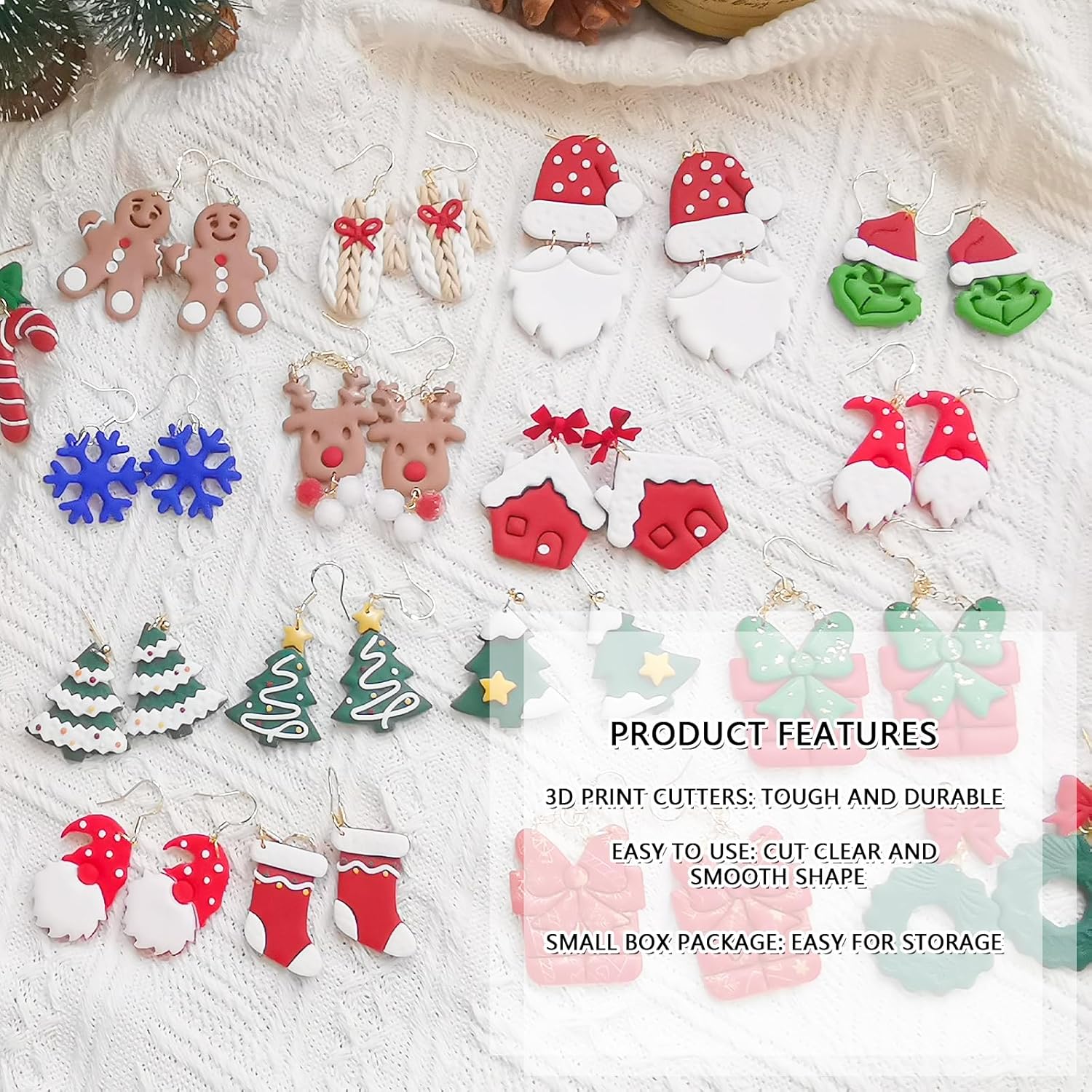 Keluna Christmas Polymer Clay Cutters - 16 Pcs Set with Snowflake, Tree, and Dwarf Shapes for Unique Jewelry - Image 6