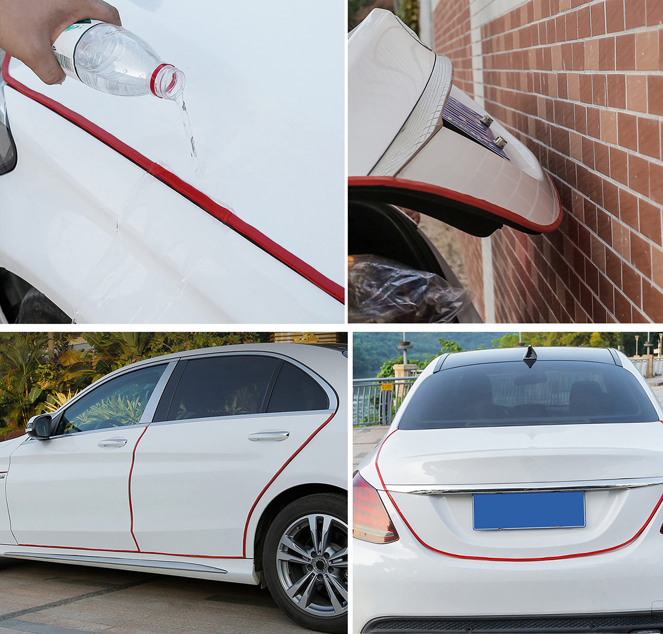 10M Proteggi Bordo Auto Striscia Rosso,Guarnizione Porta Auto Forma U,Non è Necessario Incollarlo,Adatta per la maggior Parte delle Auto - - Rosso 10M