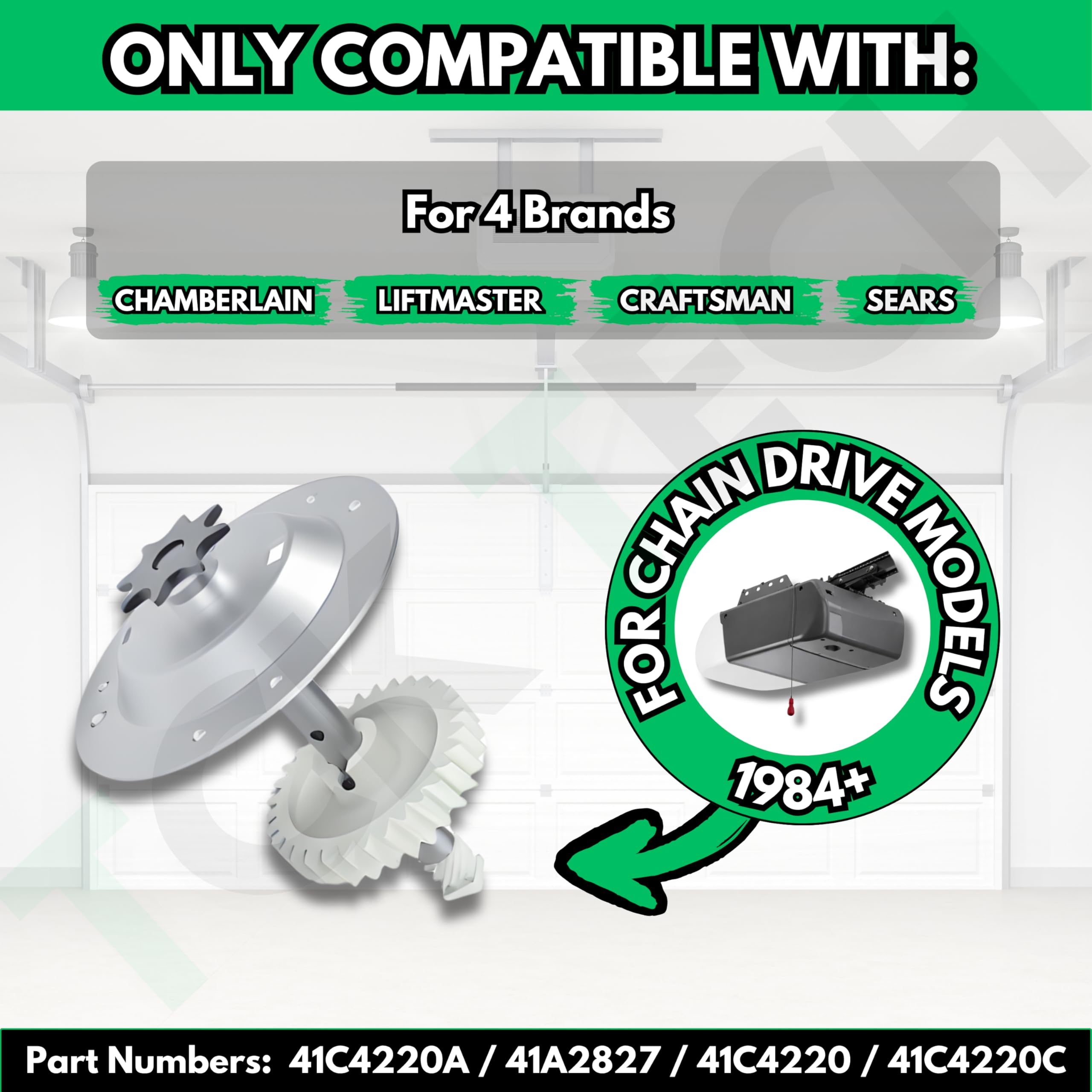 De Remplacement Pour Liftmaster 41 C4220 a Gear et pignon kit Compatible avec Chamberlain, Sears, d'artisanat 1/3 et 1/2 HP Chaîne modèles de lecteurs 1