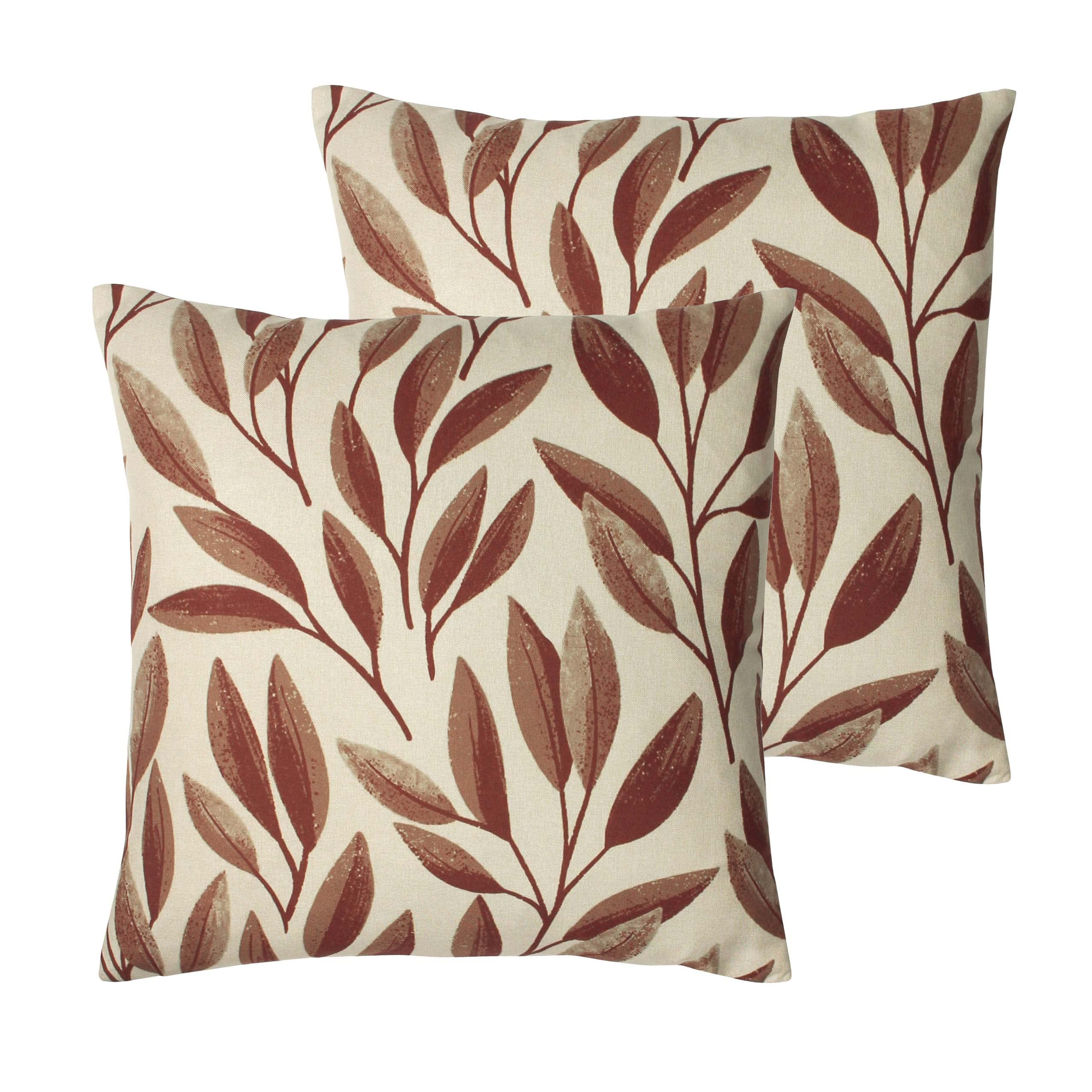 Paoletti Laurel Feather Filled Cushions Twin Pack,Rust,45 x 45cm