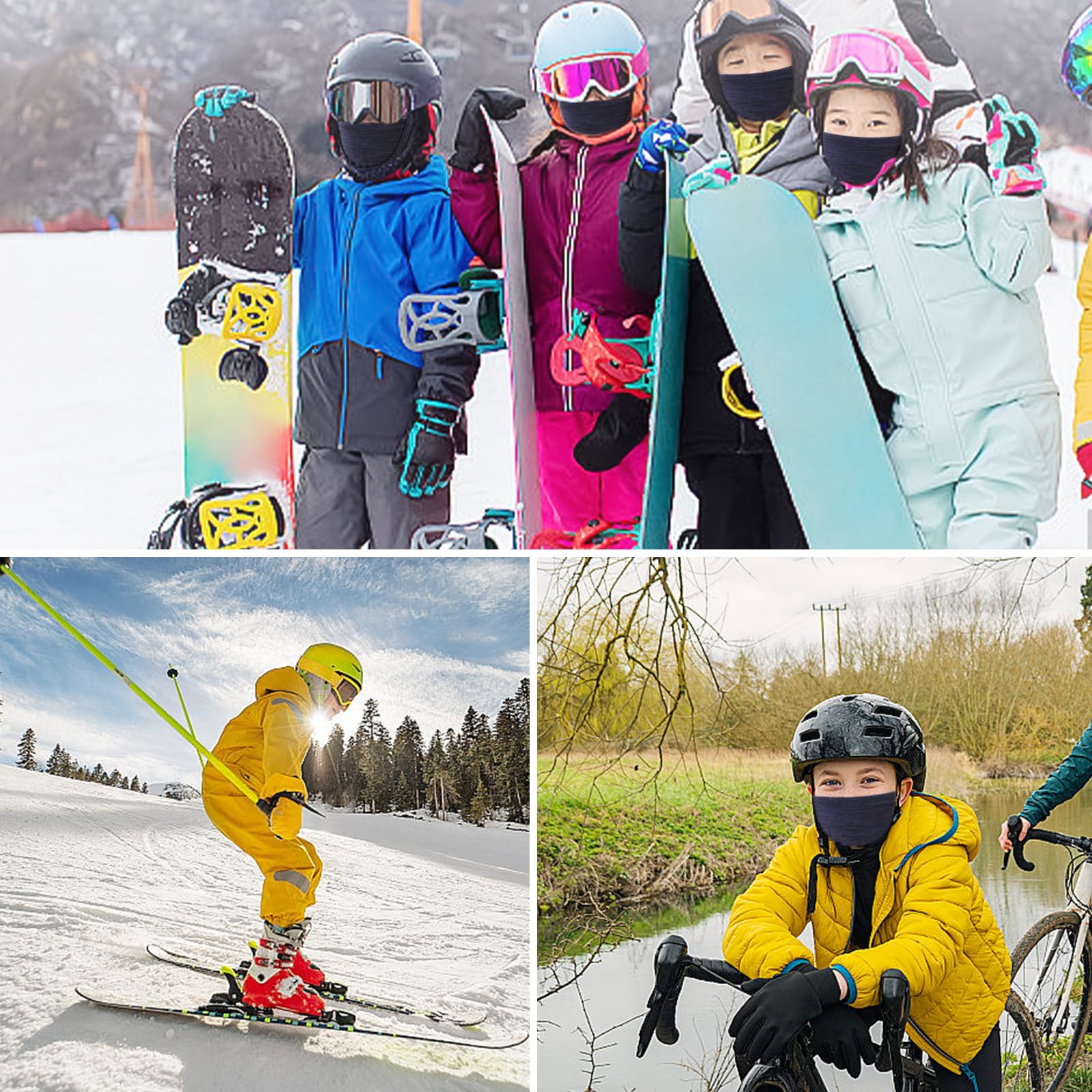 BWBIKE Kids Balaclava 6-13 lat, ciepła, wiatroszczelna, polarowa maska narciarska do jazdy na rowerze, jazdy na nartach i sportów na świeżym powietrzu, ochrona twarzy pod kask, dla chłopców i