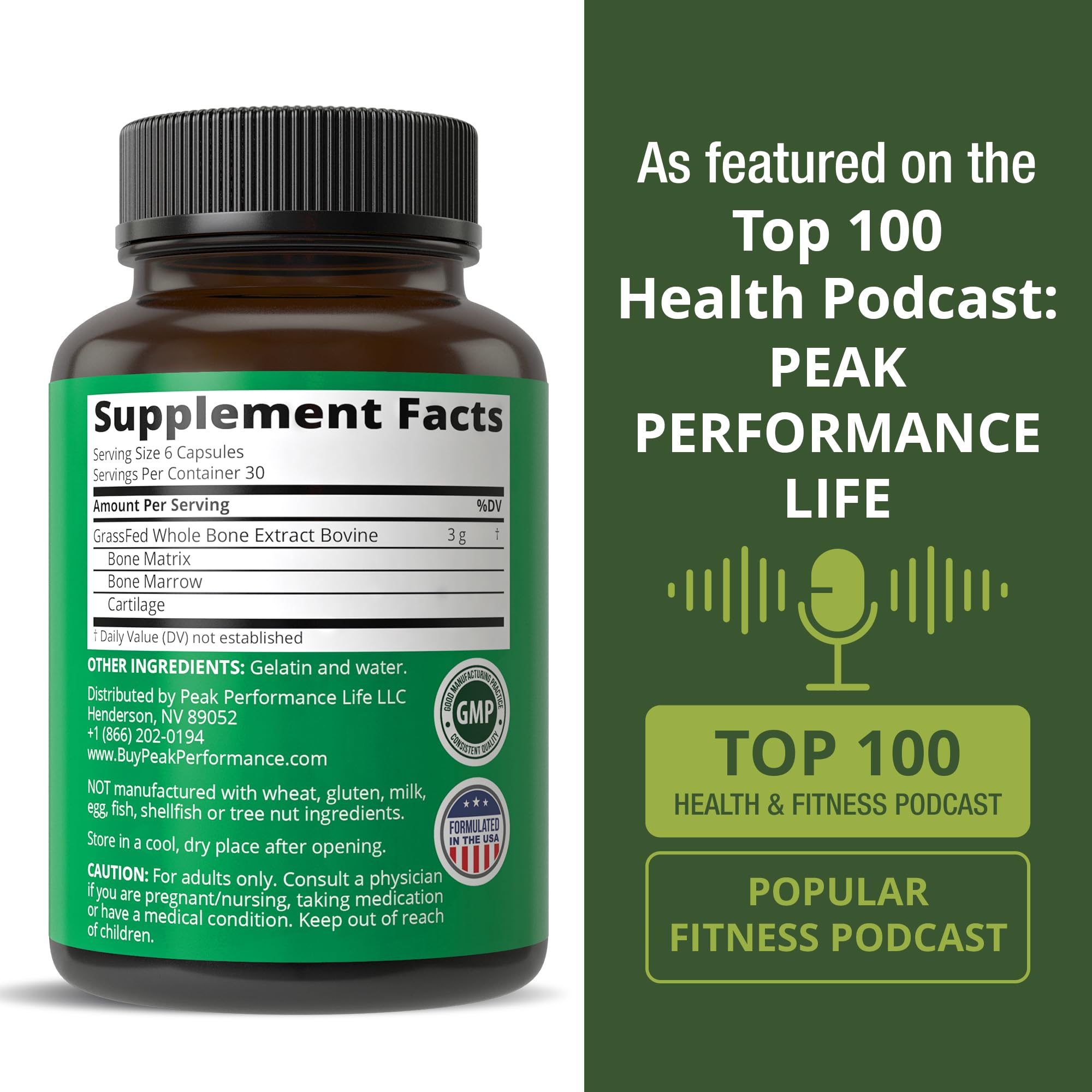 Peak Performance Grass Fed Bone Marrow Whole Extract Supplement 180 Capsule — Amazon image 6