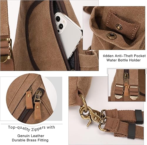 Miniatura 4 de Canvas Sling Bag - Small Crossbody Backpack Shoulder Casual Daypack Rucksack for Men Women Outdoor Cycling Hiking Travel