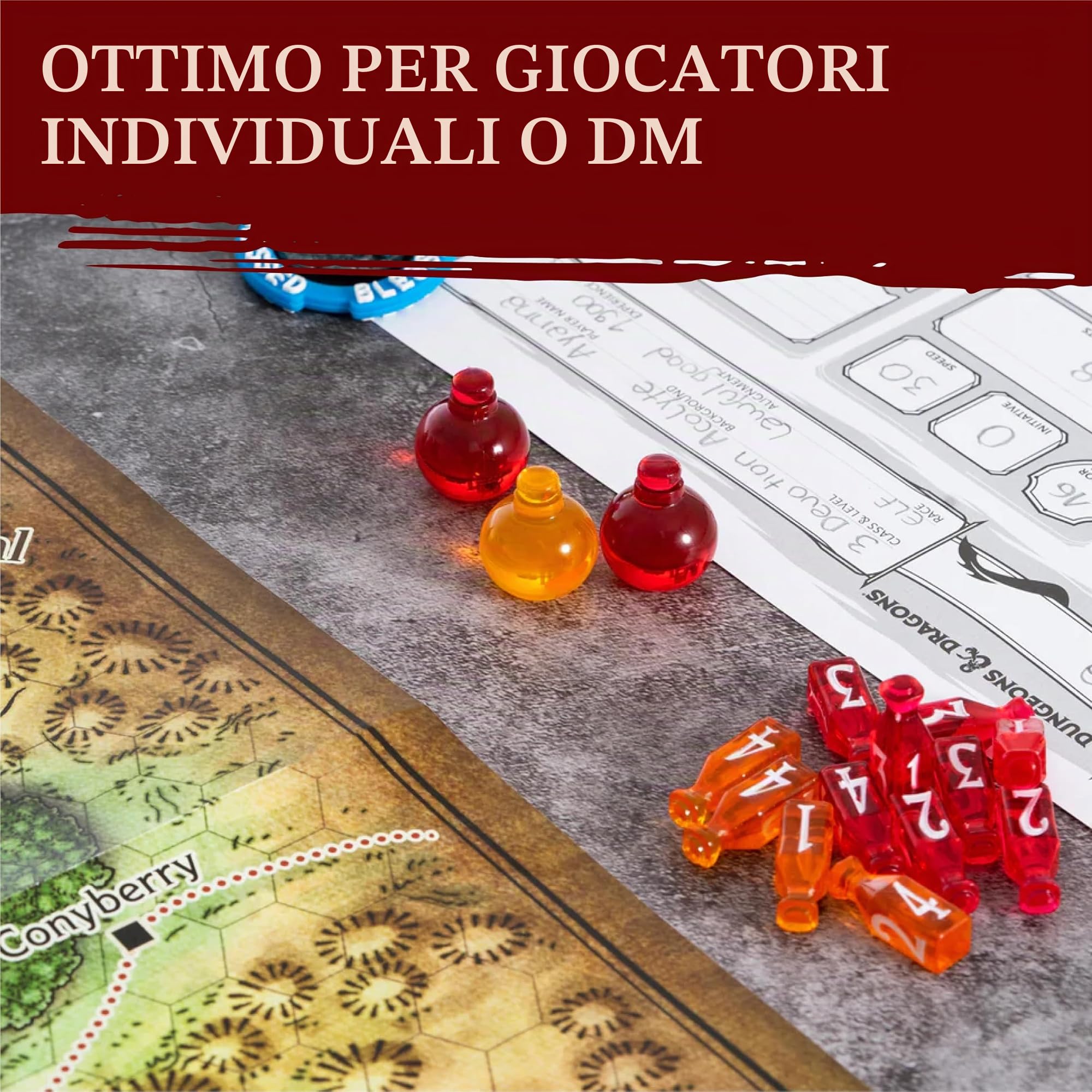 15 Segnalini/Token Pozione Curativa DND Ogni Livello Ha Un Set Dadi D4 Abbinati per Tenerne Traccia e Tirare Facilmente Per Le Pozioni di D&D, Regalo per GDR/RPG/Dungeons and Dragons Accessori