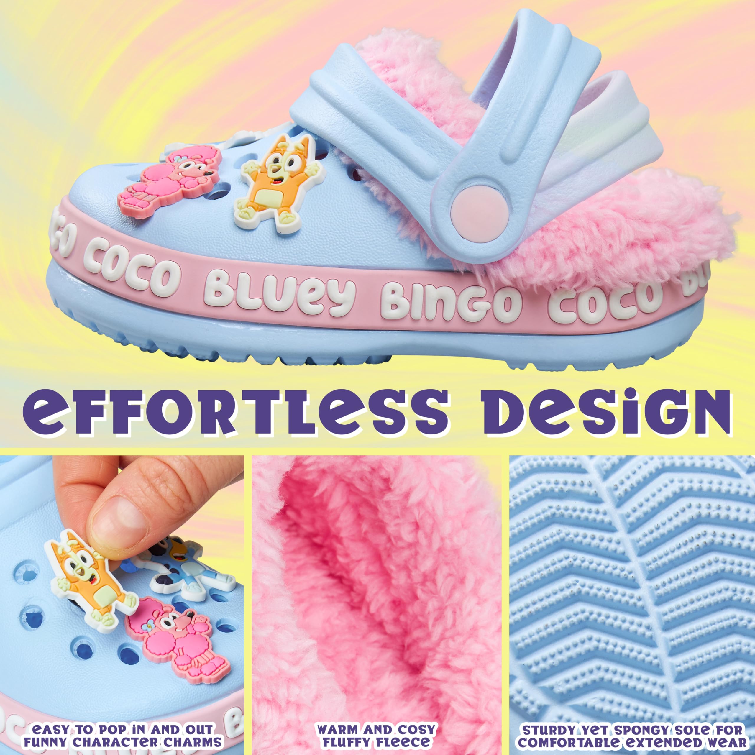 BlueY Sabot Enfant Fille Bingo Chaussons Enfant Hiver Doublure Polaire et Accent Décoratifs, Kawaii Jardin Chaussures à Enfiler