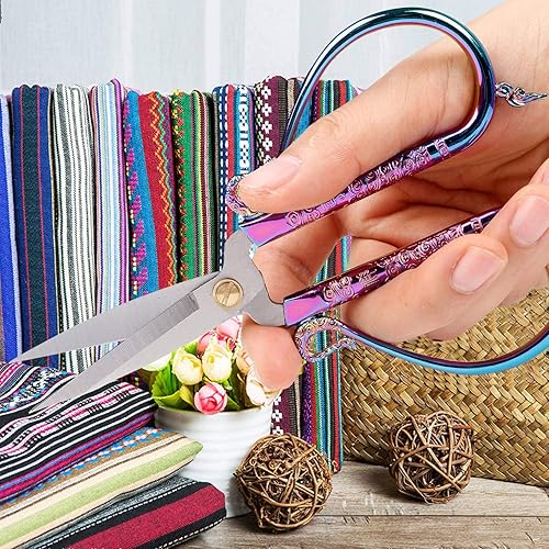 Miniatura 7 de BIHRTC Tijeras de costura de 6.3 pulgadas, pequeñas tijeras de bordar, de acero inoxidable, para nubes auspiciosas, tijeras de tela, herramienta de