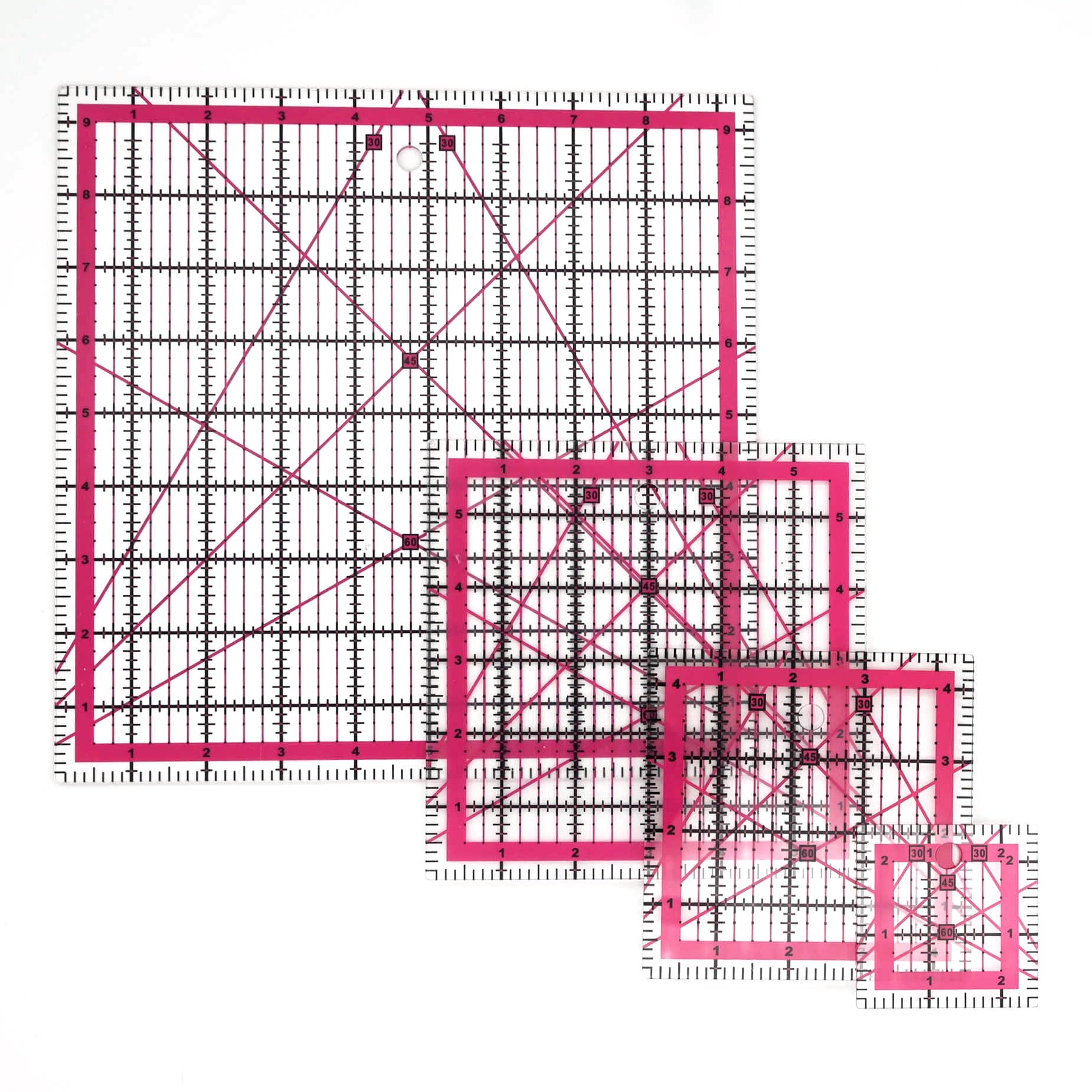 Quilting Rulers, Sewing Rulers, 4 Piece Quilting Square Templates(9.5"X9.5",6"X6",4.5"X4.5",2.5"X2.5")